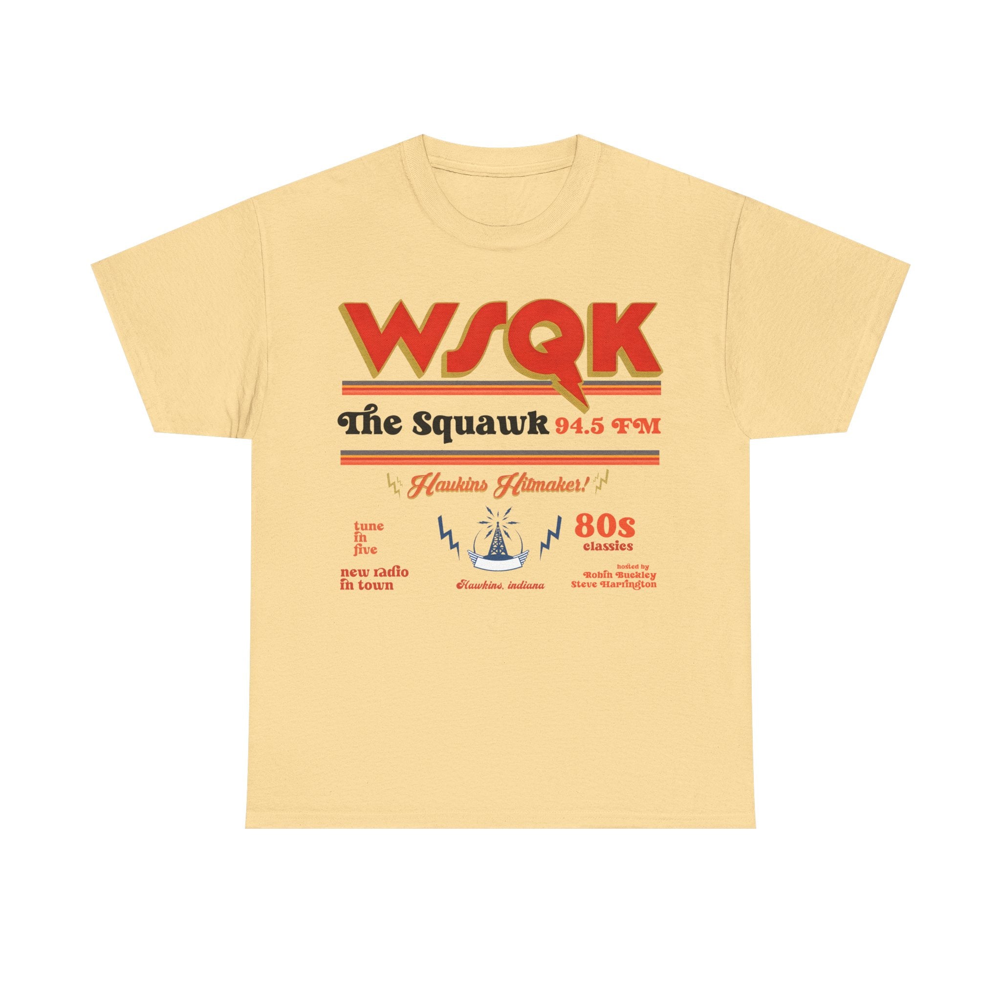 WSQK The Squawk 94.5 FM Retro 80s Radio Tee Shirt - Stranger Things T-Shirt