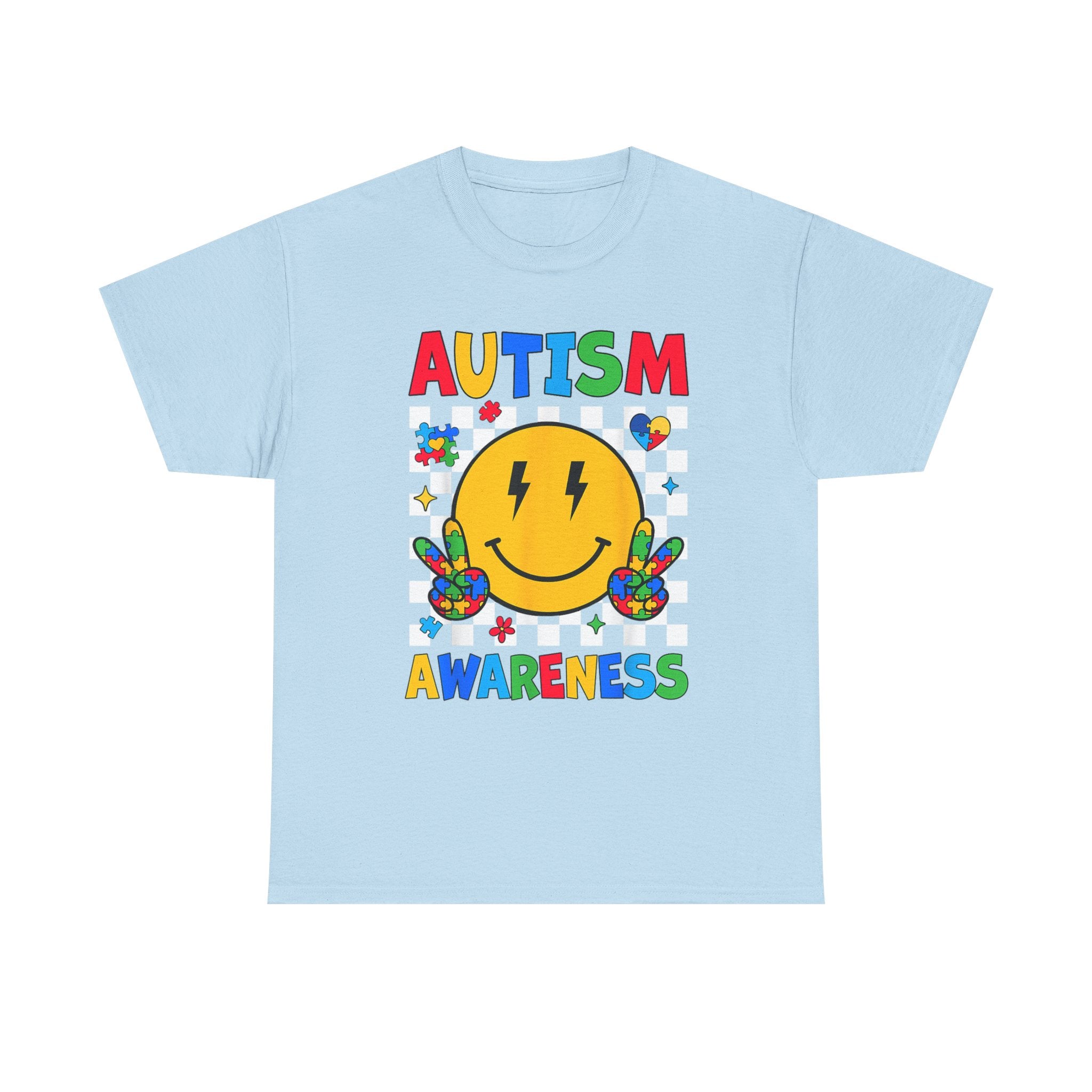Autism Awareness Smile T-Shirt – Colorful Puzzle Heart Support Tee Shirt Autism ASD ADHD
