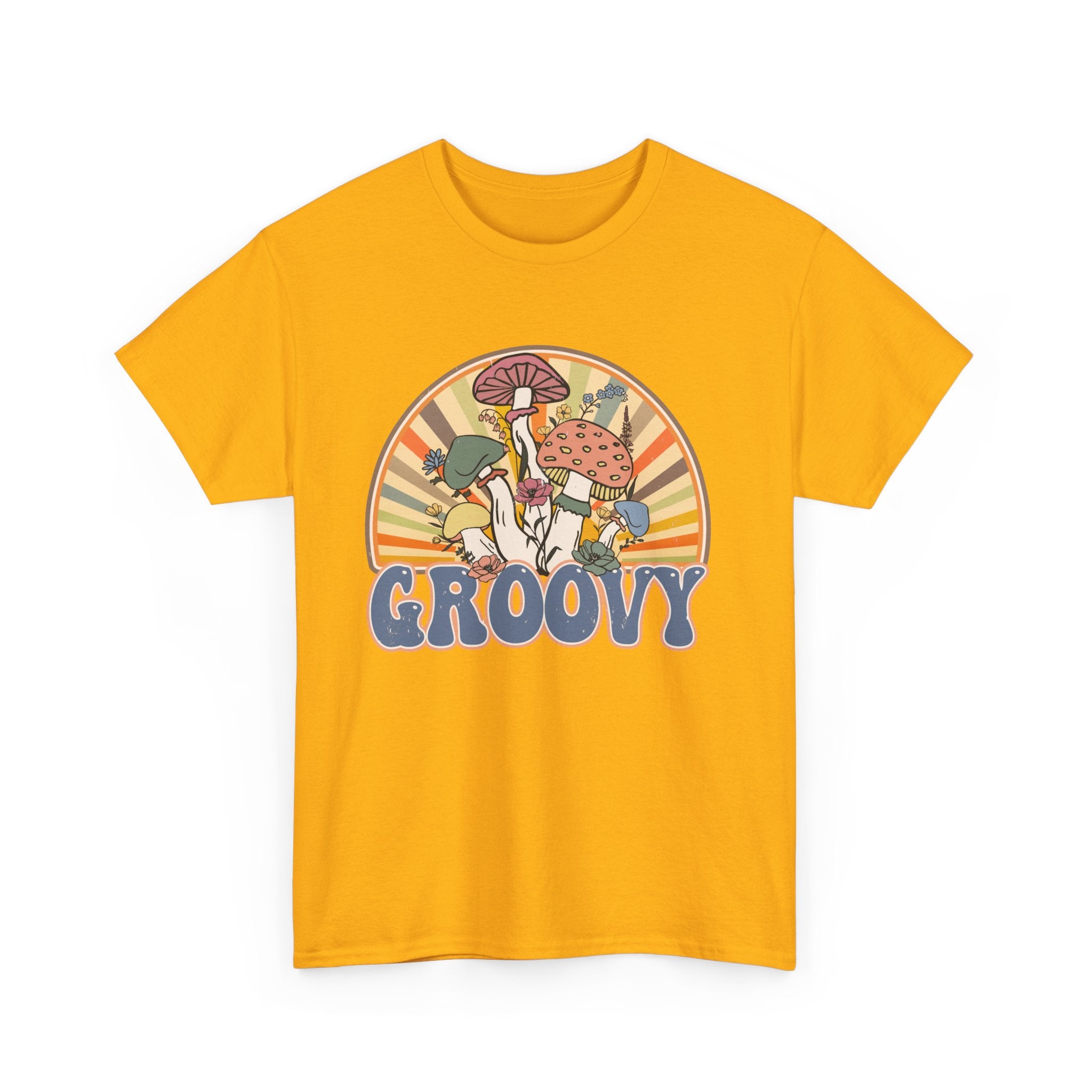 Groovy Mushroom T-Shirt - Retro Rainbow Magic Mushroom Tee Shirt Forager Gift