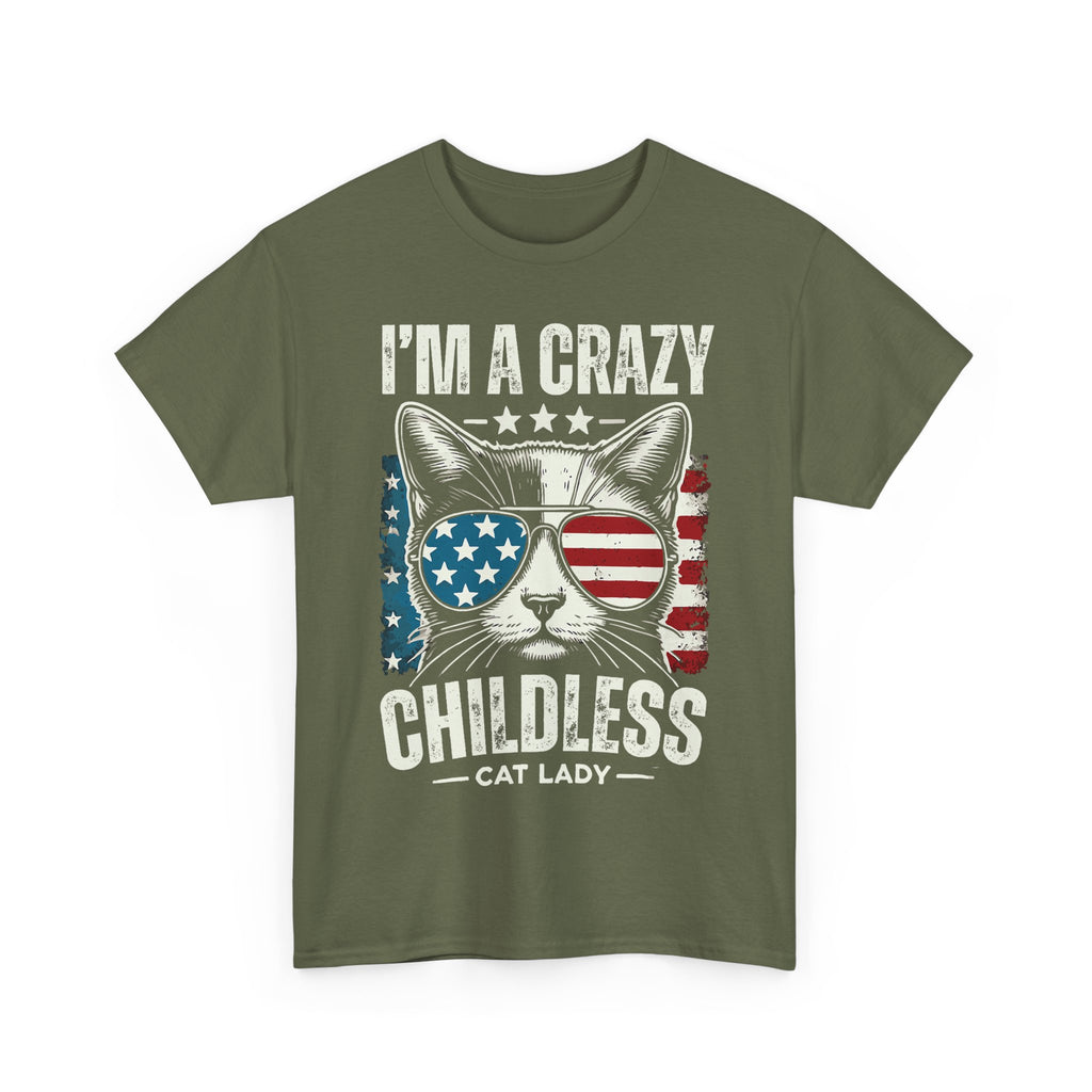 I'm A Crazy Childless Cat Lady Tee Shirt - Cat Owner Funny T-Shirt Gift - NEW