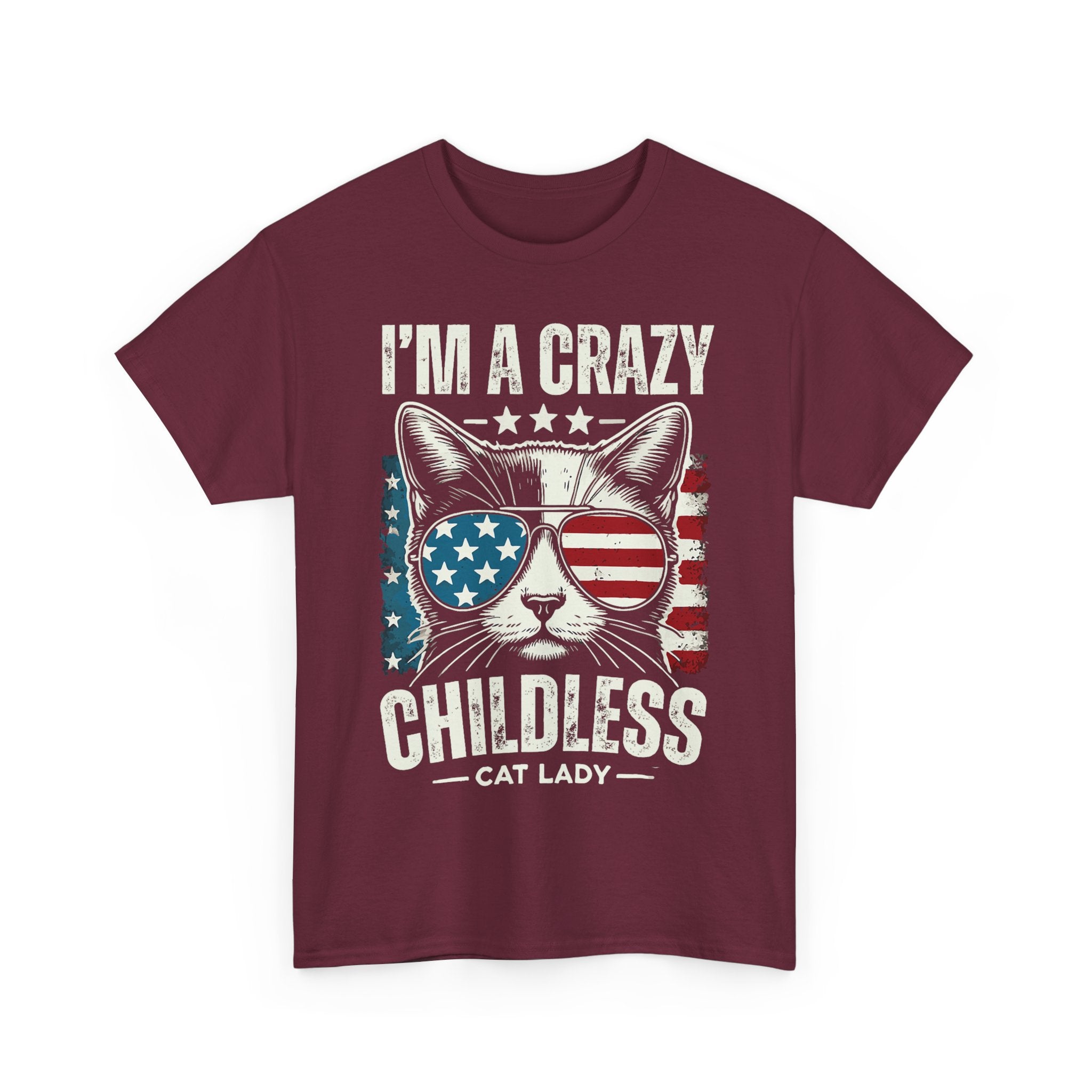 I'm A Crazy Childless Cat Lady Tee Shirt - Cat Owner Funny T-Shirt Gift - NEW