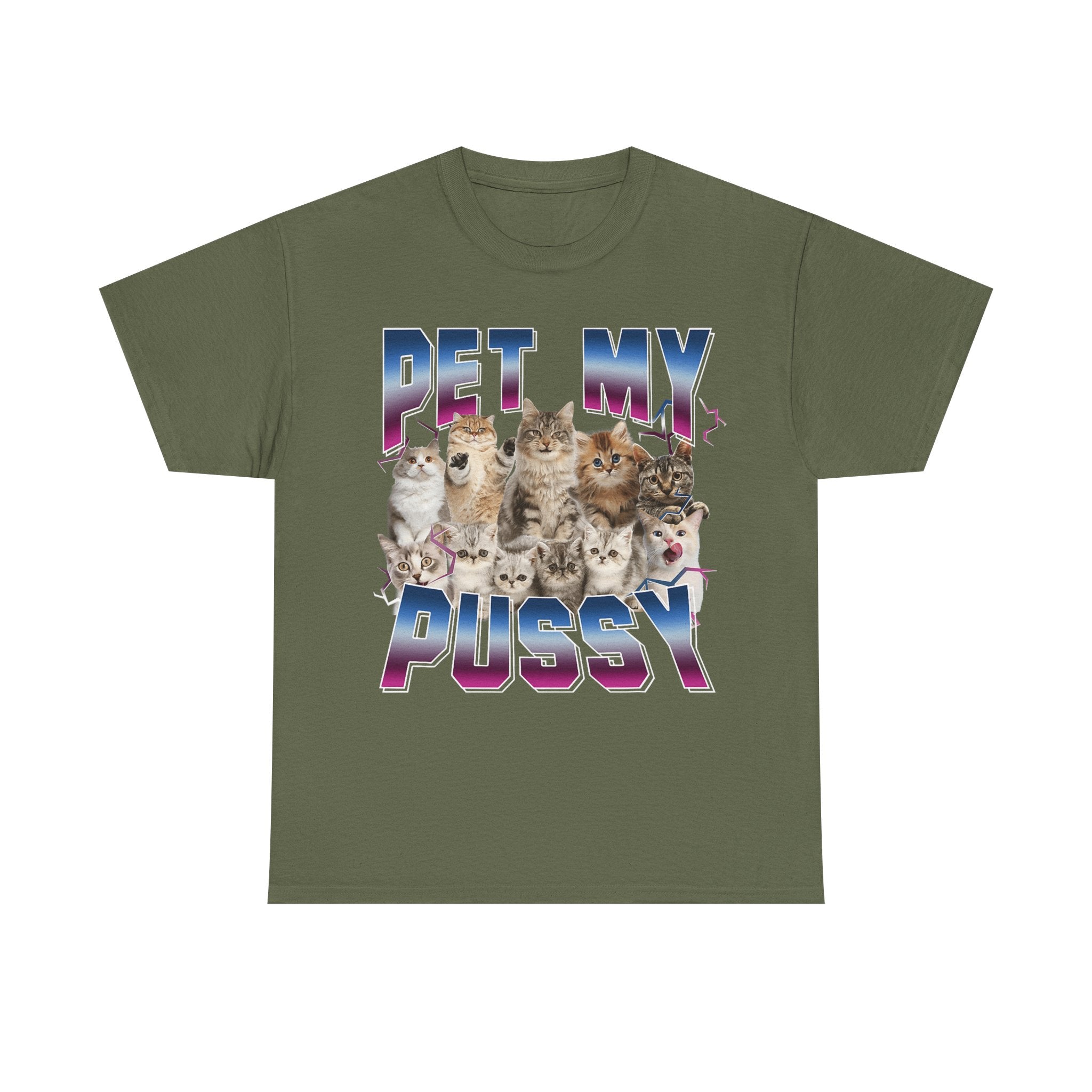 Pet My Pussy T-Shirt - Funny Cat Graphic Tee Shirt Gift for Cat Lovers