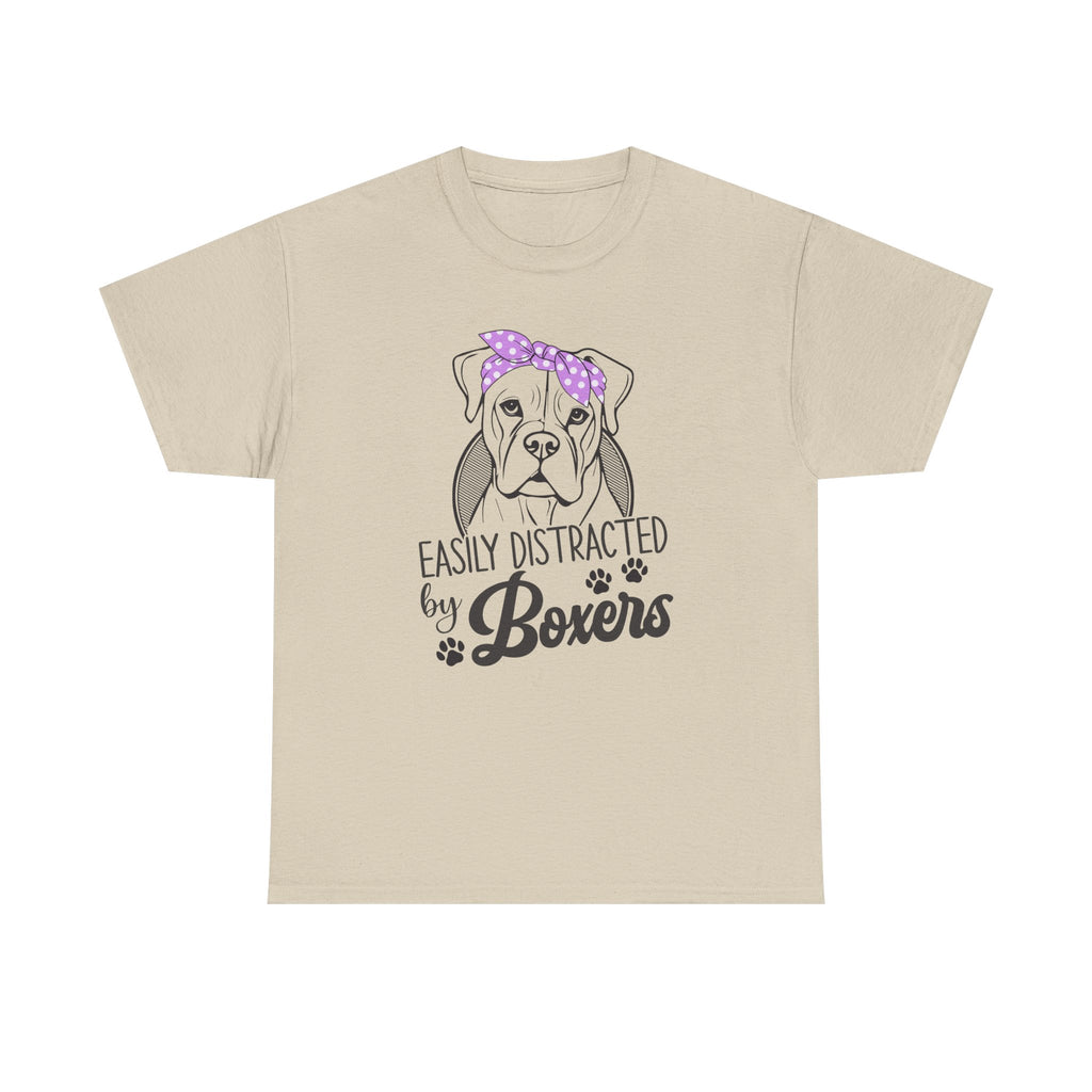 Easily Distracted By Boxers Tee Shirt - Boxer Dog Lover T-shirt  - Funny Dow Owner Gift NEW