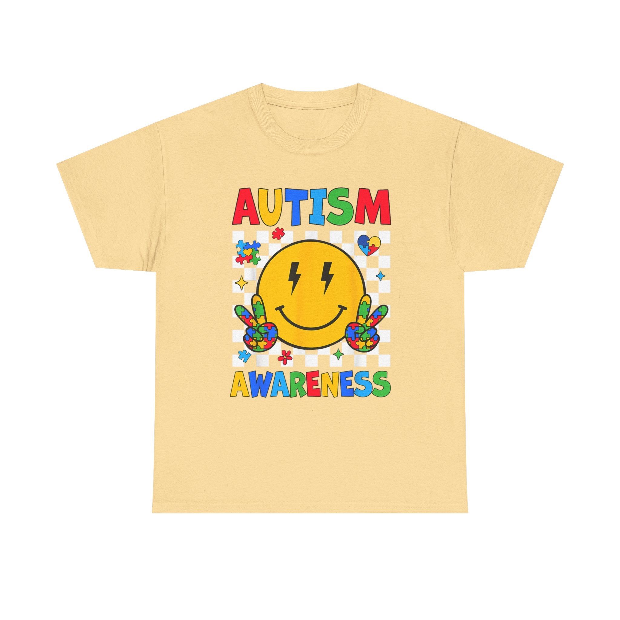 Autism Awareness Smile T-Shirt – Colorful Puzzle Heart Support Tee Shirt Autism ASD ADHD