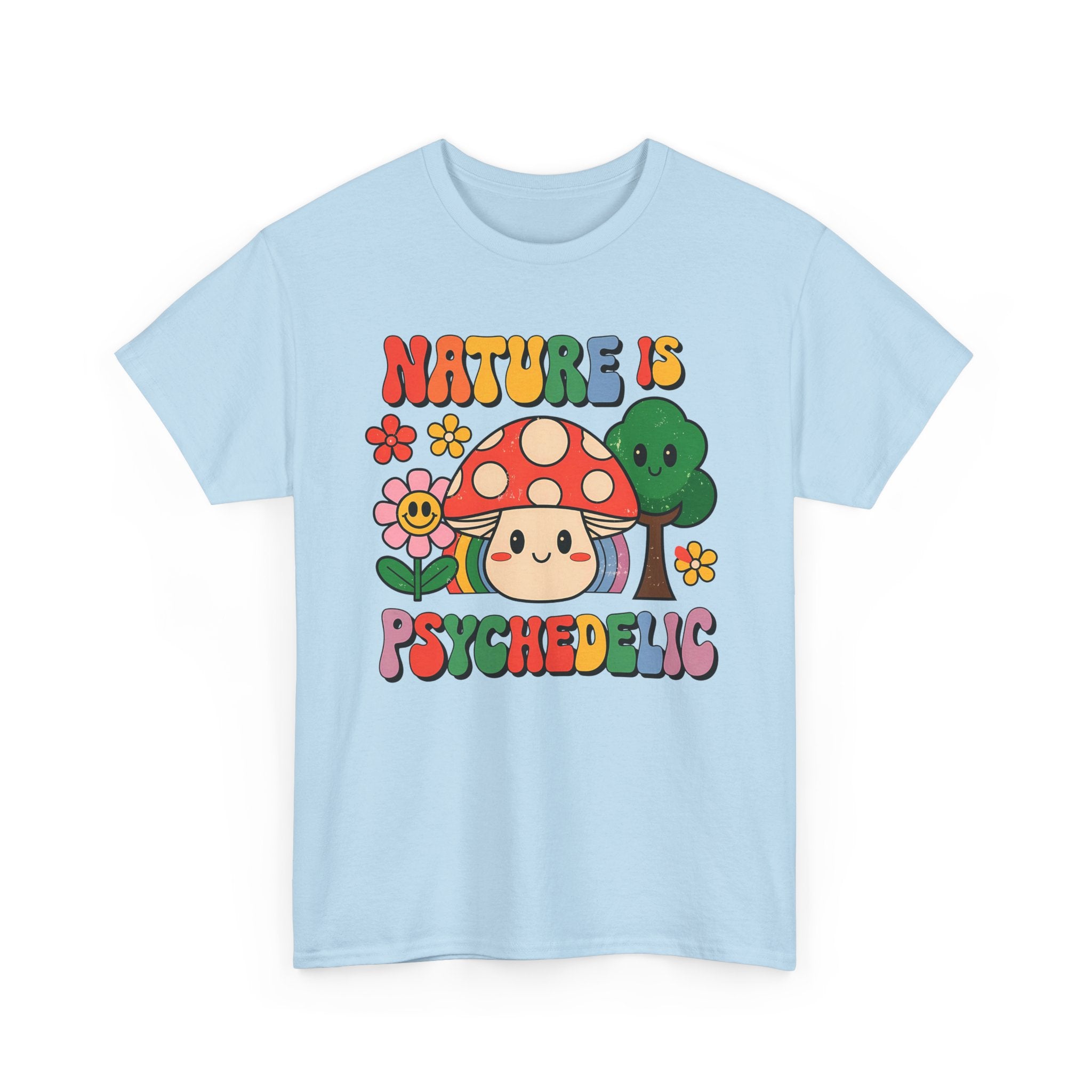 Psychedelic Mushroom T‑Shirt - Nature Is Psychedelic - Retro Floral Tee Shirt Gift NEW