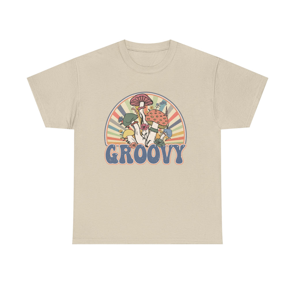 Groovy Mushroom T-Shirt - Retro Rainbow Magic Mushroom Tee Shirt Forager Gift