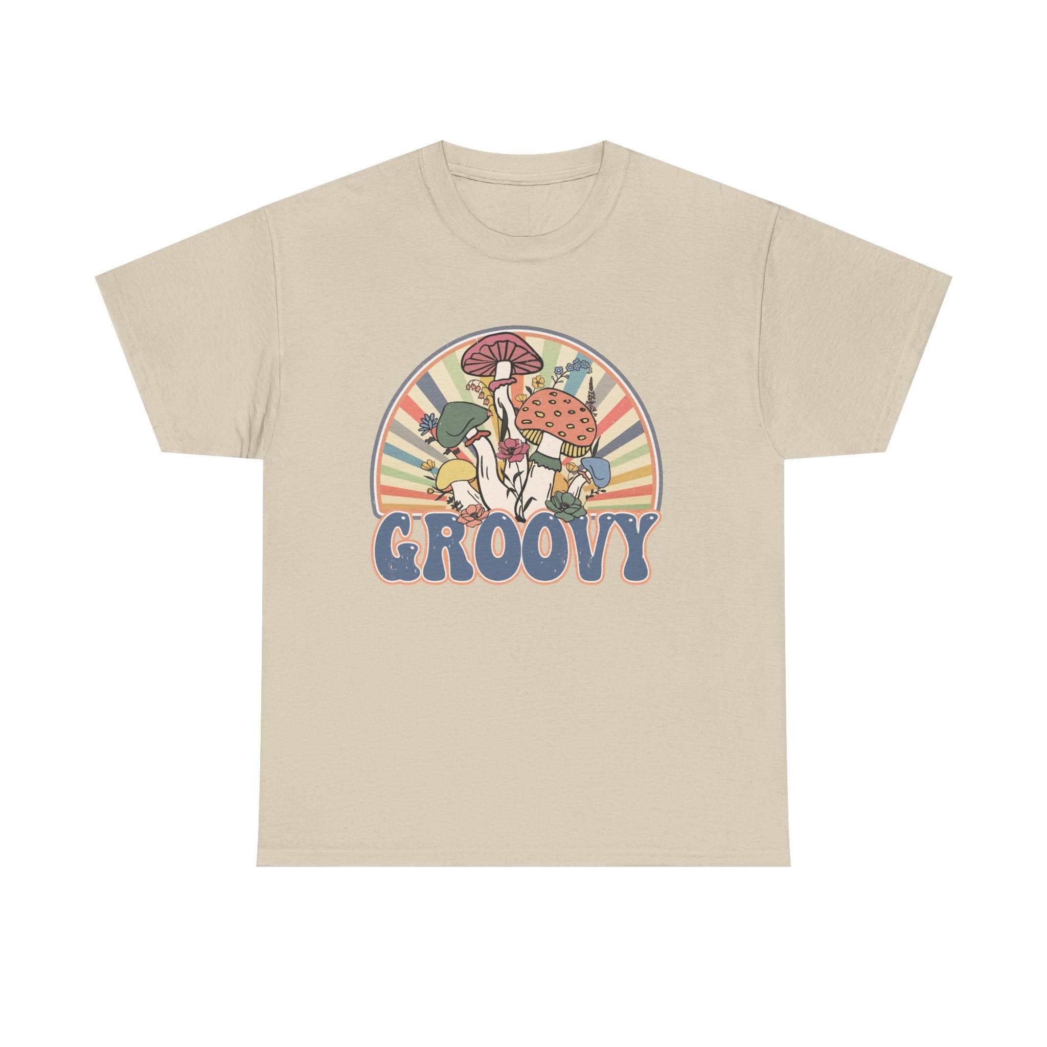 Groovy Mushroom T-Shirt - Retro Rainbow Magic Mushroom Tee Shirt Forager Gift
