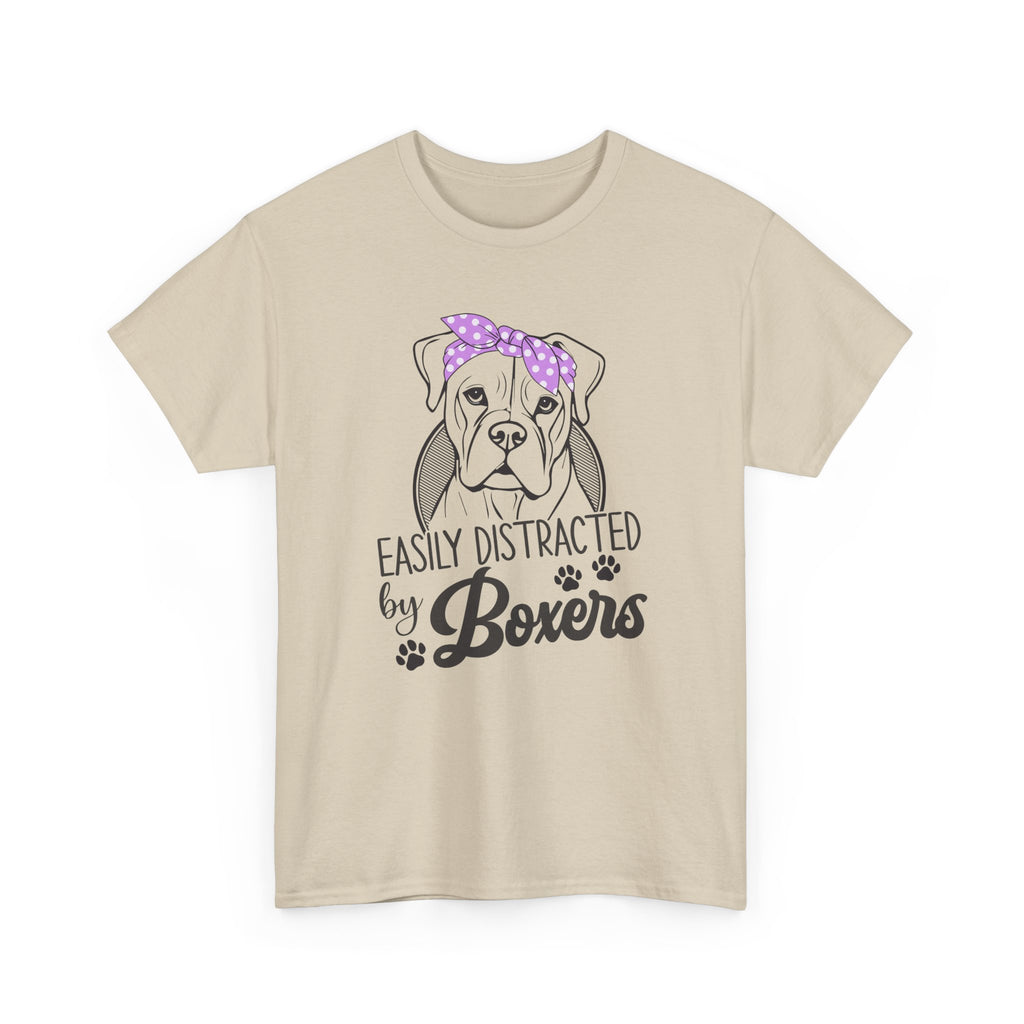 Easily Distracted By Boxers Tee Shirt - Boxer Dog Lover T-shirt  - Funny Dow Owner Gift NEW