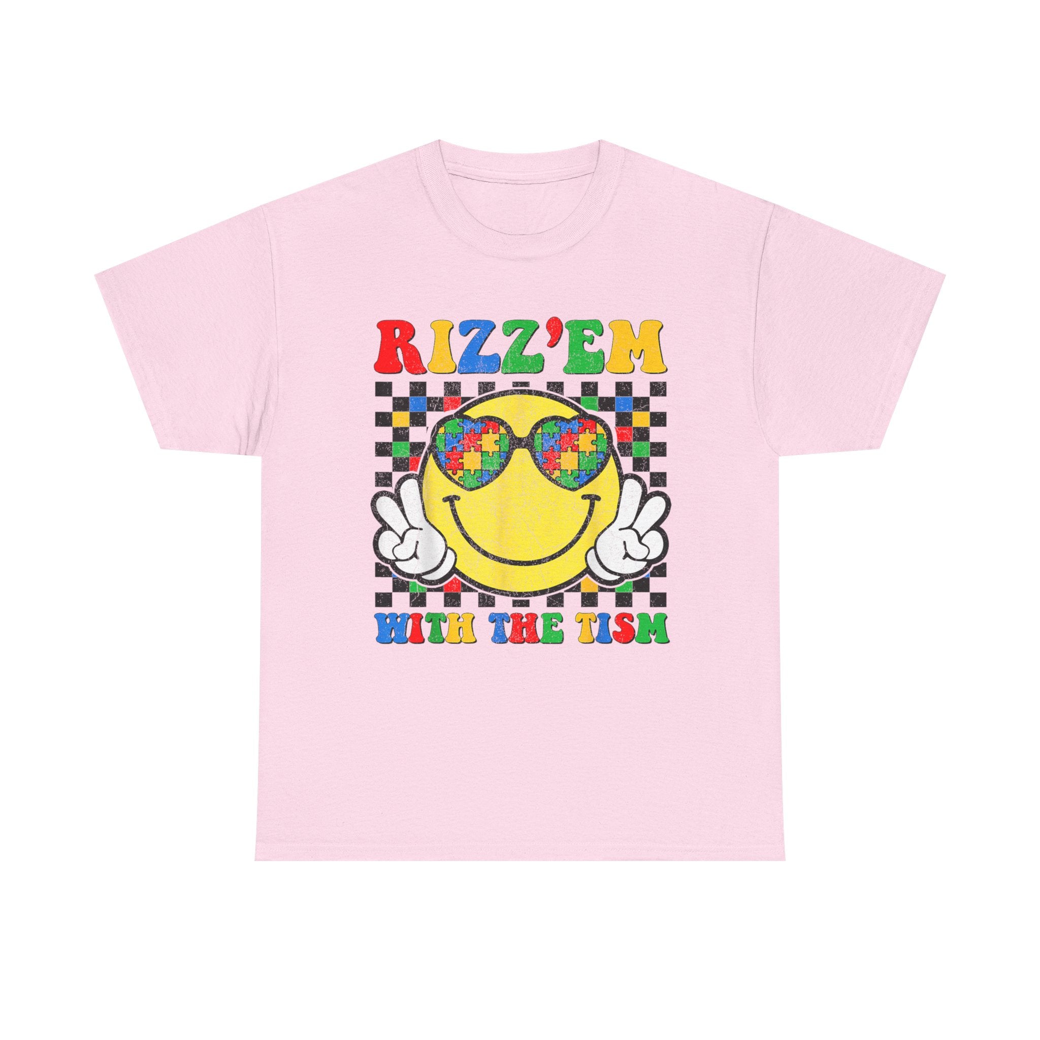 Rizz’em With The Tism Smiley Graphic Tee Shirt - Funny T-Shirt Autism ADD ADHD Gift NEW