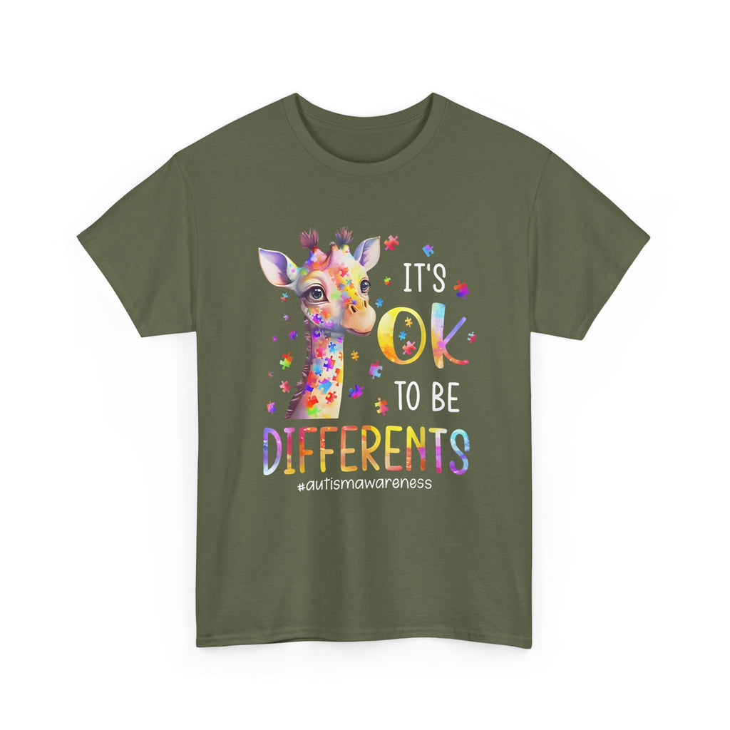 Giraffe "OK to Be Different" Rainbow Kids Tee Shirt – Autism ADHD ADD T-Shirt