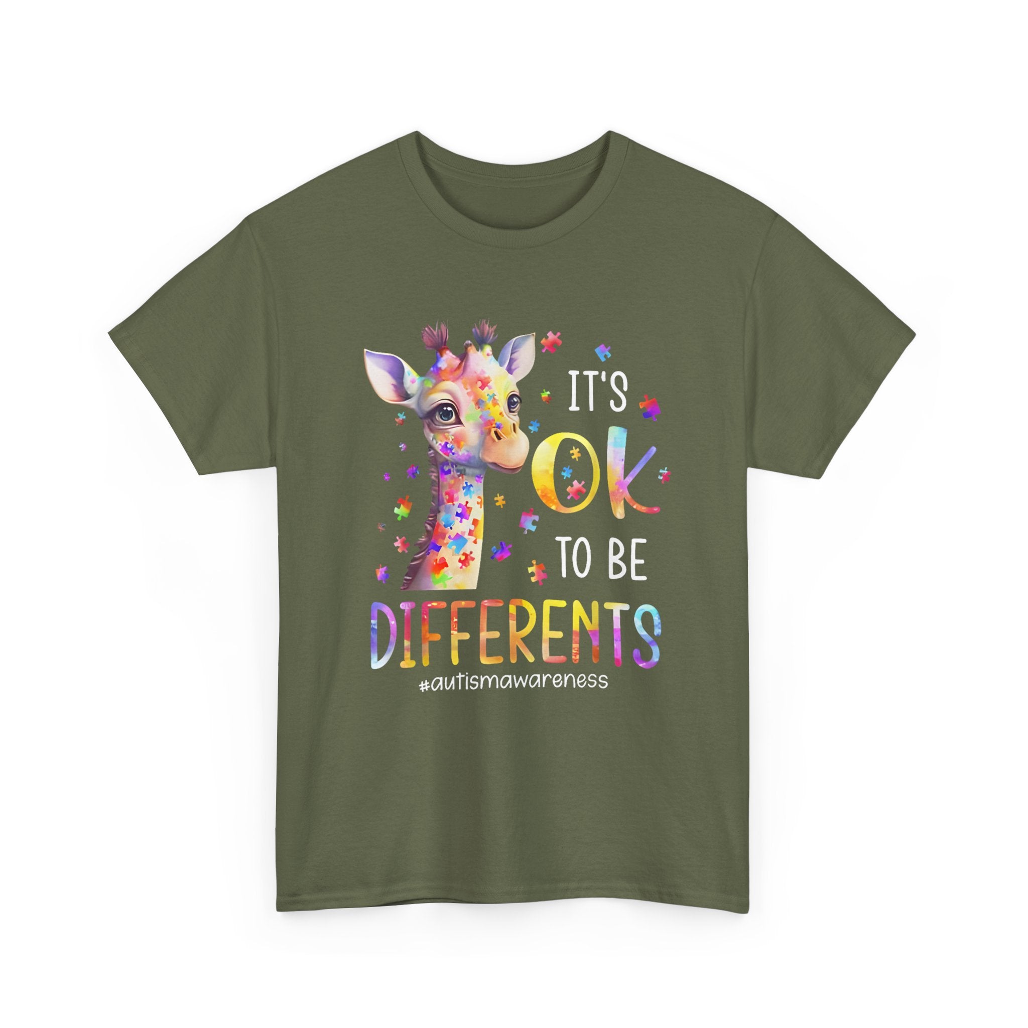 Giraffe "OK to Be Different" Rainbow Kids Tee Shirt – Autism ADHD ADD T-Shirt