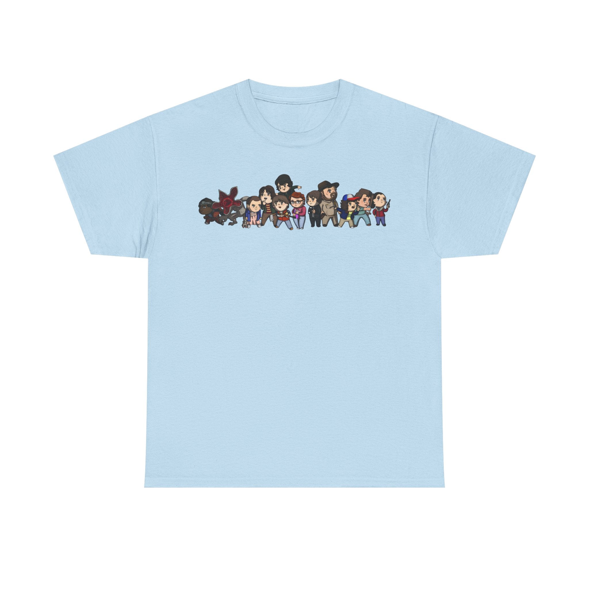 Chibi Stranger Things Character Lineup T-Shirt - Graphic Tee Shirt - NEW