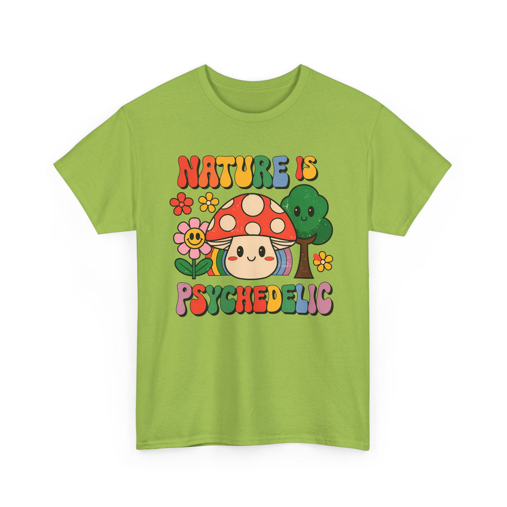 Psychedelic Mushroom T‑Shirt - Nature Is Psychedelic - Retro Floral Tee Shirt Gift NEW