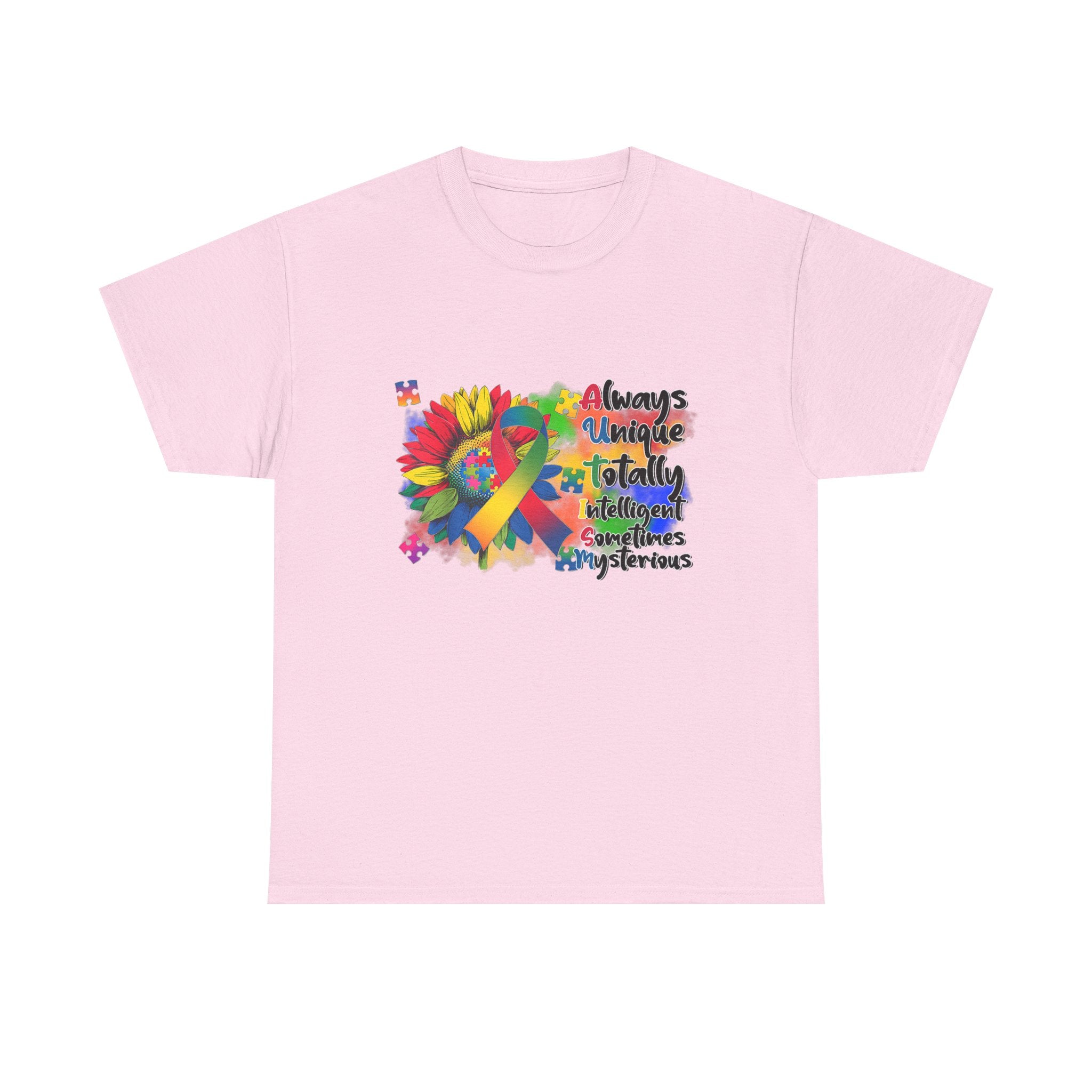 Autism Awareness Ribbon Tee Shirt - Always Unique, Totally Brilliant - Colorful ADHD Aspergers ASD T-Shirt