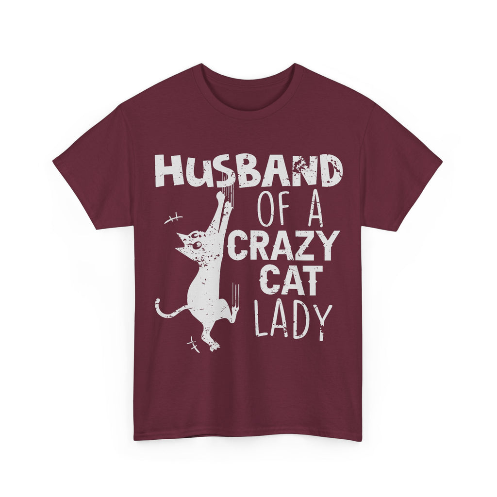 Husband Of A Crazy Cat Lady Tee Shirt - Cat Owner T-Shirt - Gift For Cat Lovers NEW