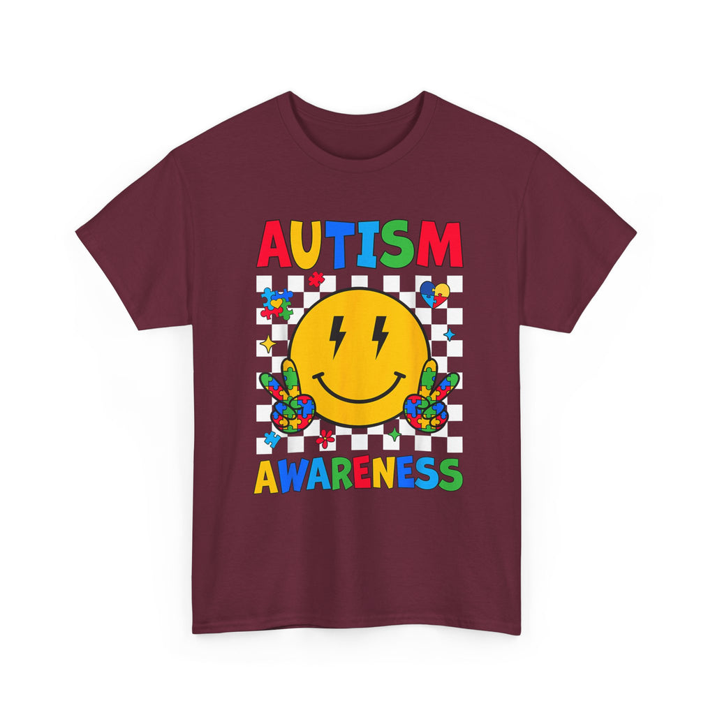 Autism Awareness Smile T-Shirt – Colorful Puzzle Heart Support Tee Shirt Autism ASD ADHD