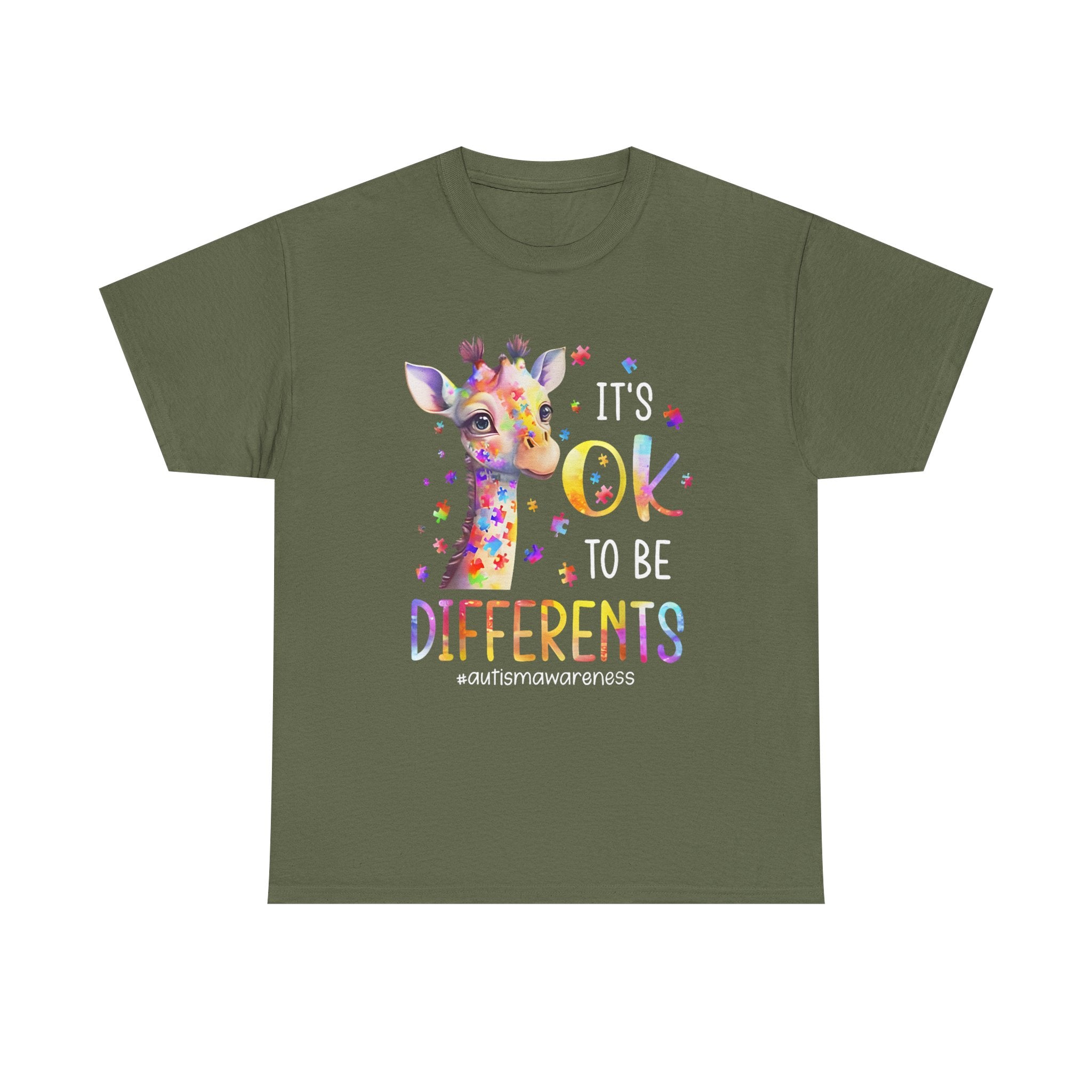 Giraffe "OK to Be Different" Rainbow Kids Tee Shirt – Autism ADHD ADD T-Shirt