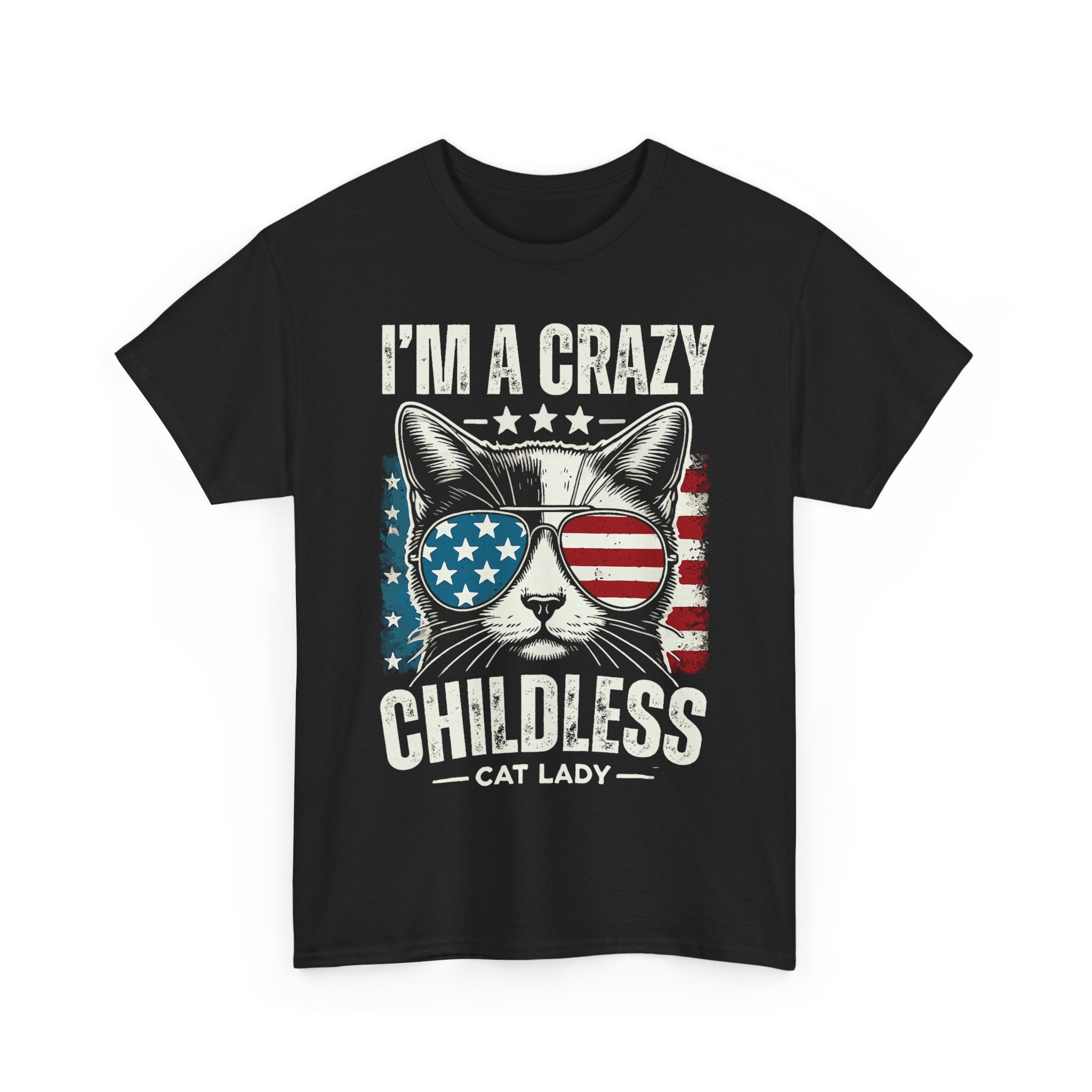 I'm A Crazy Childless Cat Lady Tee Shirt - Cat Owner Funny T-Shirt Gift - NEW