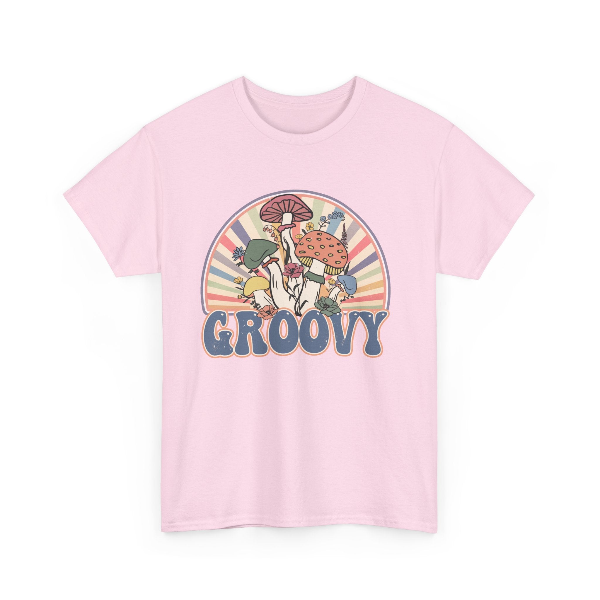 Groovy Mushroom T-Shirt - Retro Rainbow Magic Mushroom Tee Shirt Forager Gift