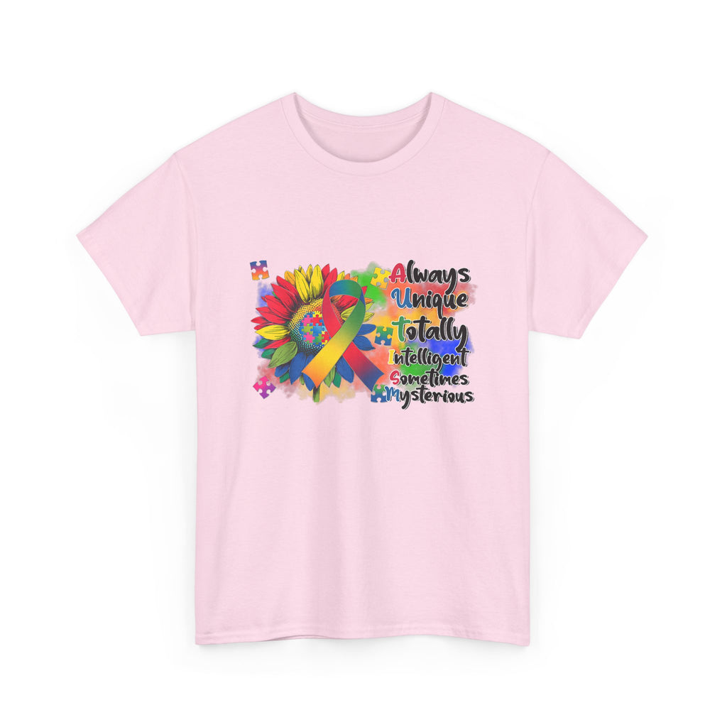 Autism Awareness Ribbon Tee Shirt - Always Unique, Totally Brilliant - Colorful ADHD Aspergers ASD T-Shirt