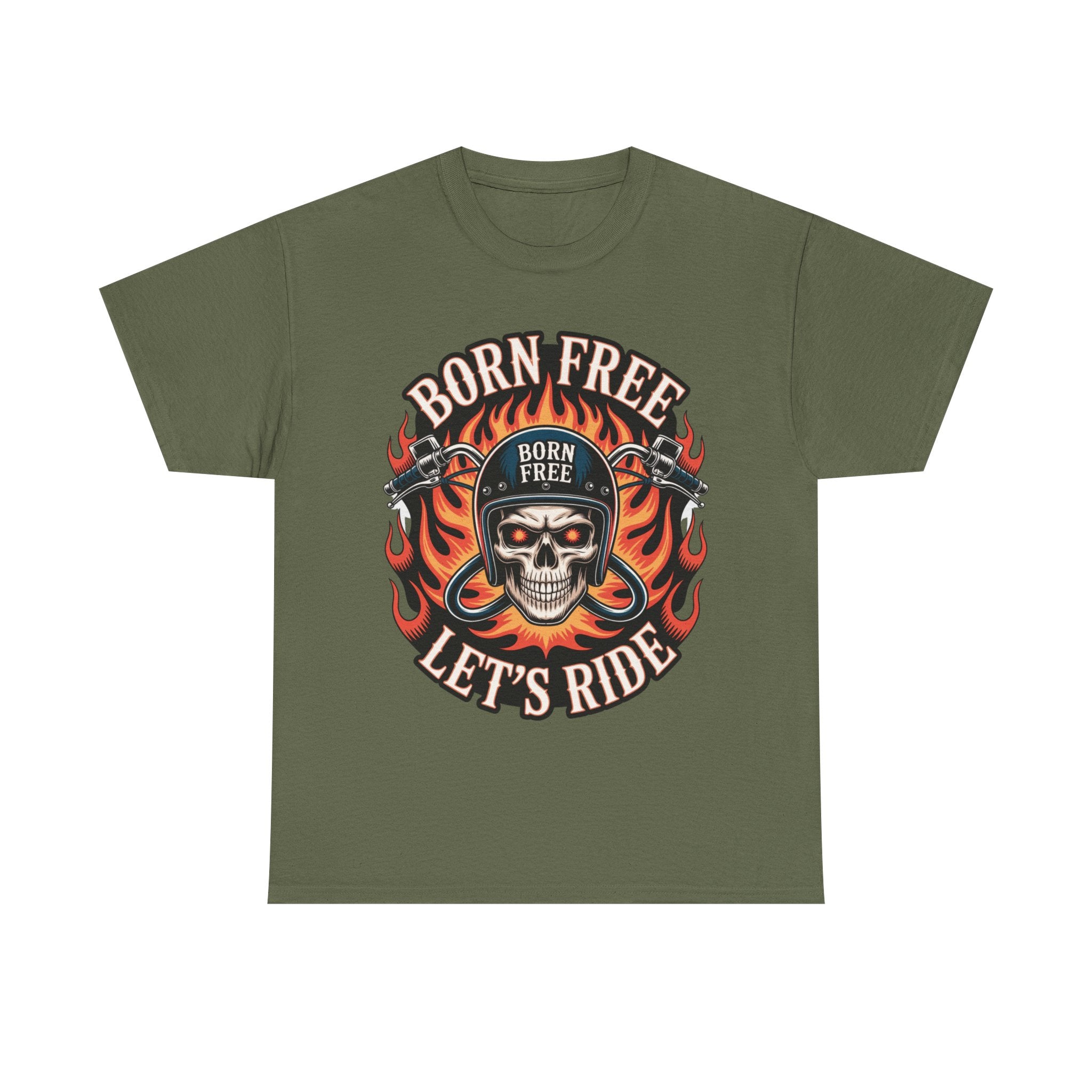 Biker T-Shirt - Born Free Lets Ride - Tee Shirt For Bikers And Motorcycle Enthusiasts NEW