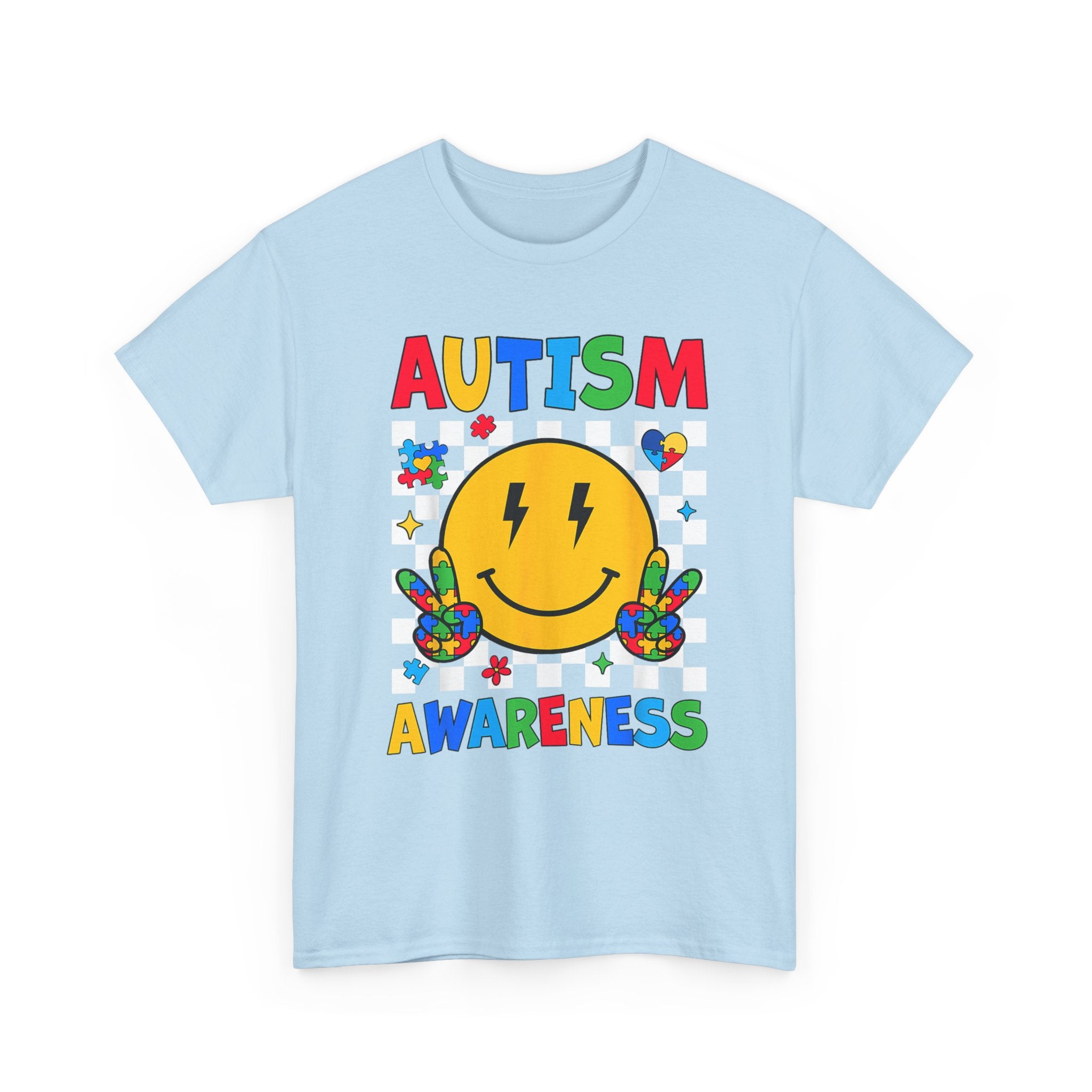 Autism Awareness Smile T-Shirt – Colorful Puzzle Heart Support Tee Shirt Autism ASD ADHD