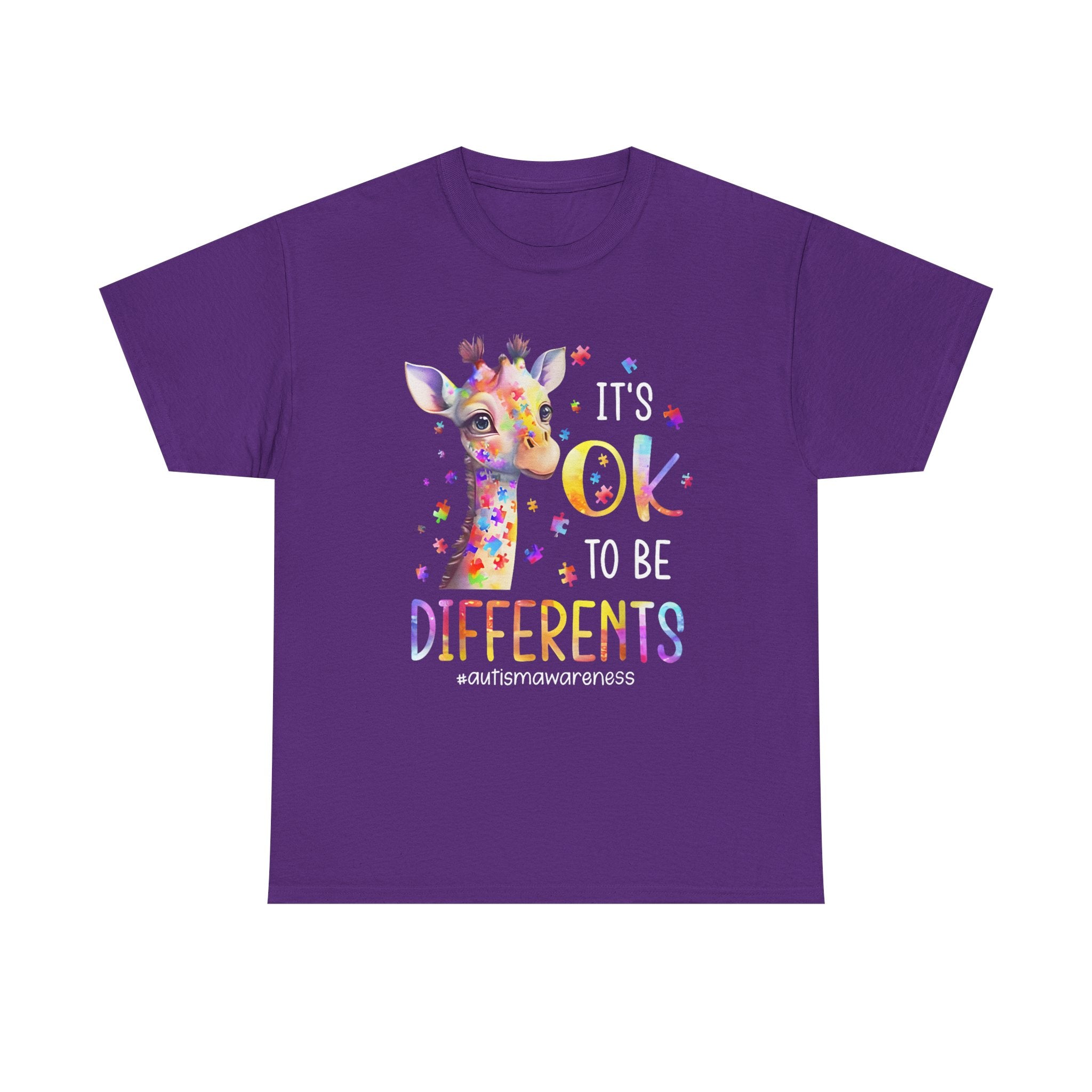 Giraffe "OK to Be Different" Rainbow Kids Tee Shirt – Autism ADHD ADD T-Shirt