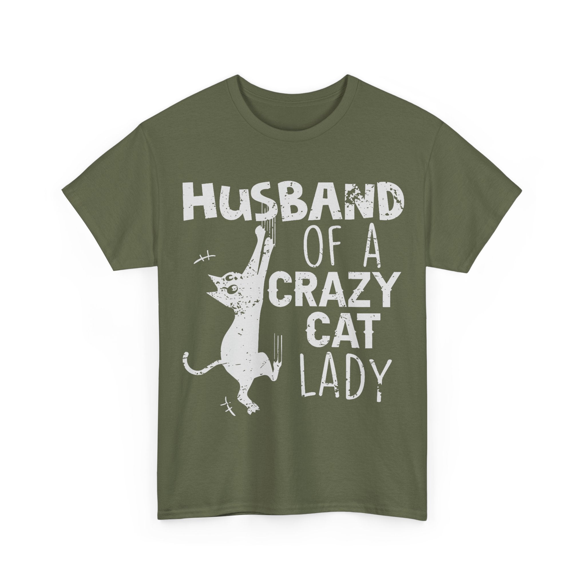 Husband Of A Crazy Cat Lady Tee Shirt - Cat Owner T-Shirt - Gift For Cat Lovers NEW