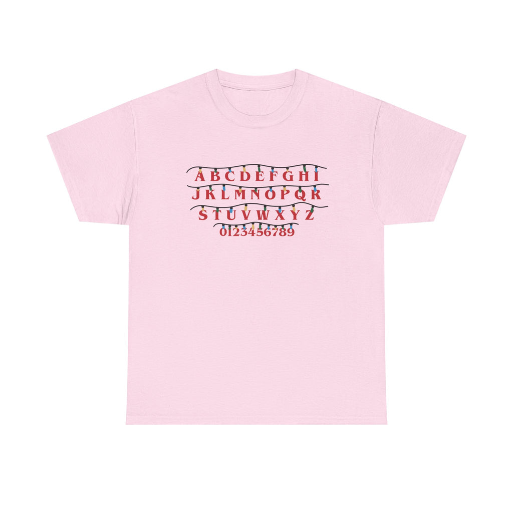 Stranger Things - Alphabet Chart Tee - Vintage Red & Green Lettering T-Shirt Gift NEW