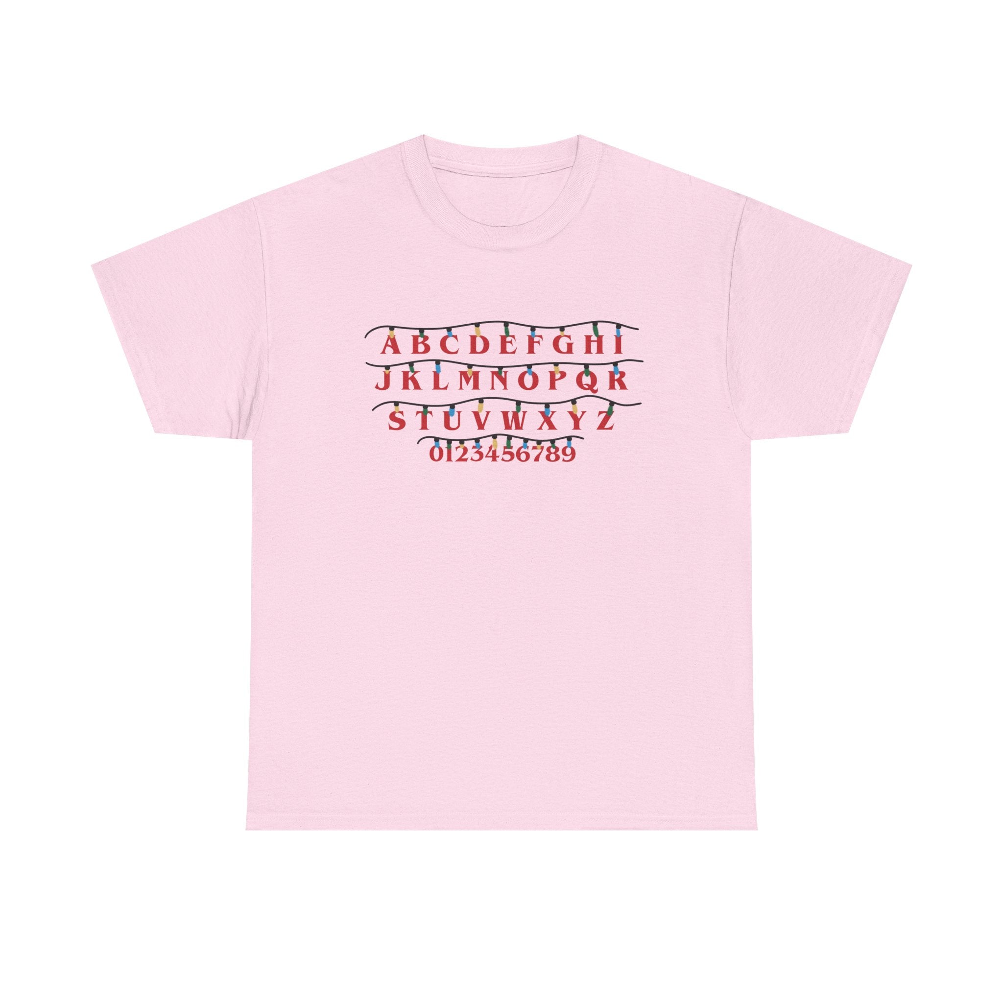 Stranger Things - Alphabet Chart Tee - Vintage Red & Green Lettering T-Shirt Gift NEW