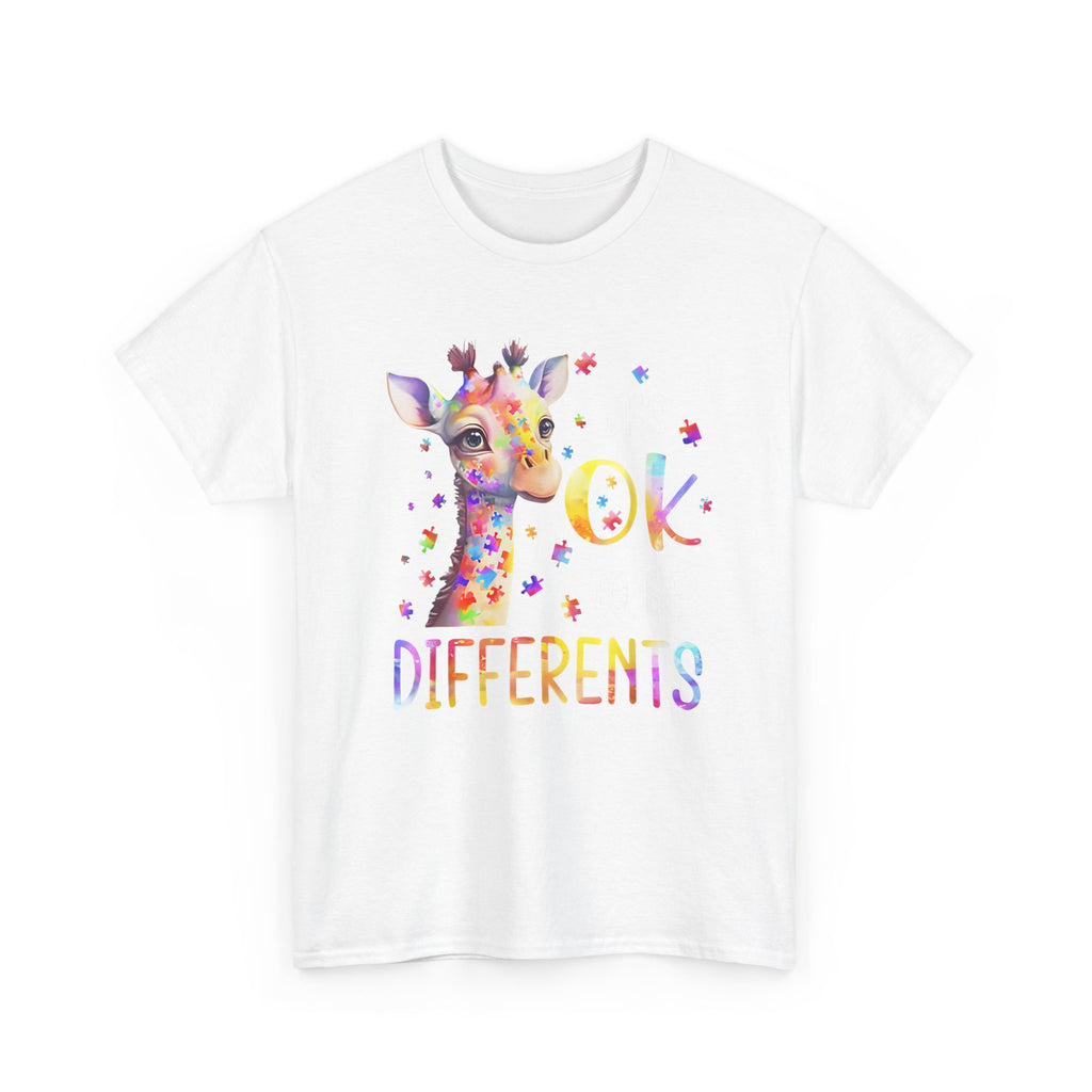 Giraffe "OK to Be Different" Rainbow Kids Tee Shirt – Autism ADHD ADD T-Shirt