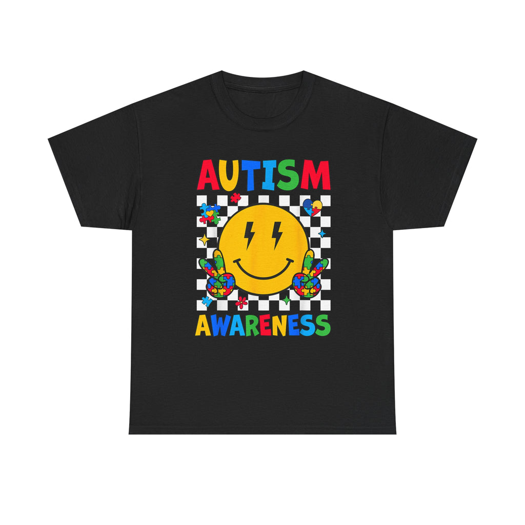 Autism Awareness Smile T-Shirt – Colorful Puzzle Heart Support Tee Shirt Autism ASD ADHD