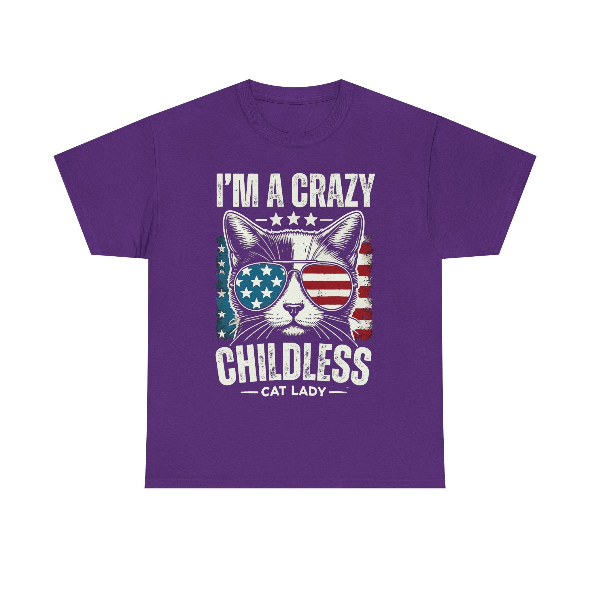 I'm A Crazy Childless Cat Lady Tee Shirt - Cat Owner Funny T-Shirt Gift - NEW