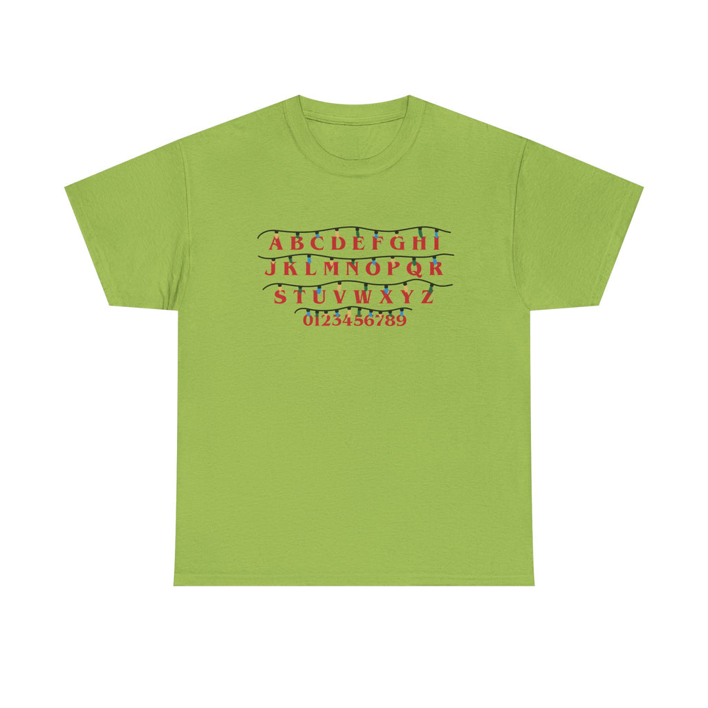 Stranger Things - Alphabet Chart Tee - Vintage Red & Green Lettering T-Shirt Gift NEW