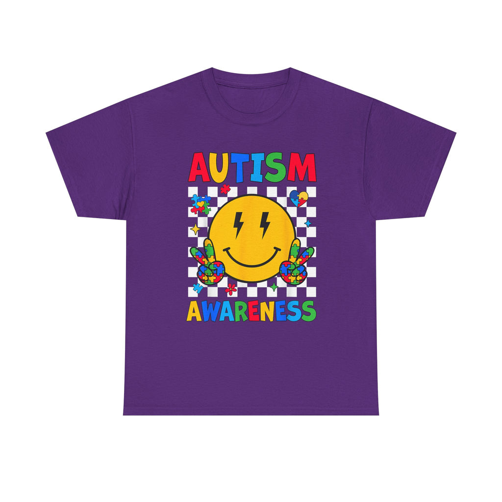 Autism Awareness Smile T-Shirt – Colorful Puzzle Heart Support Tee Shirt Autism ASD ADHD