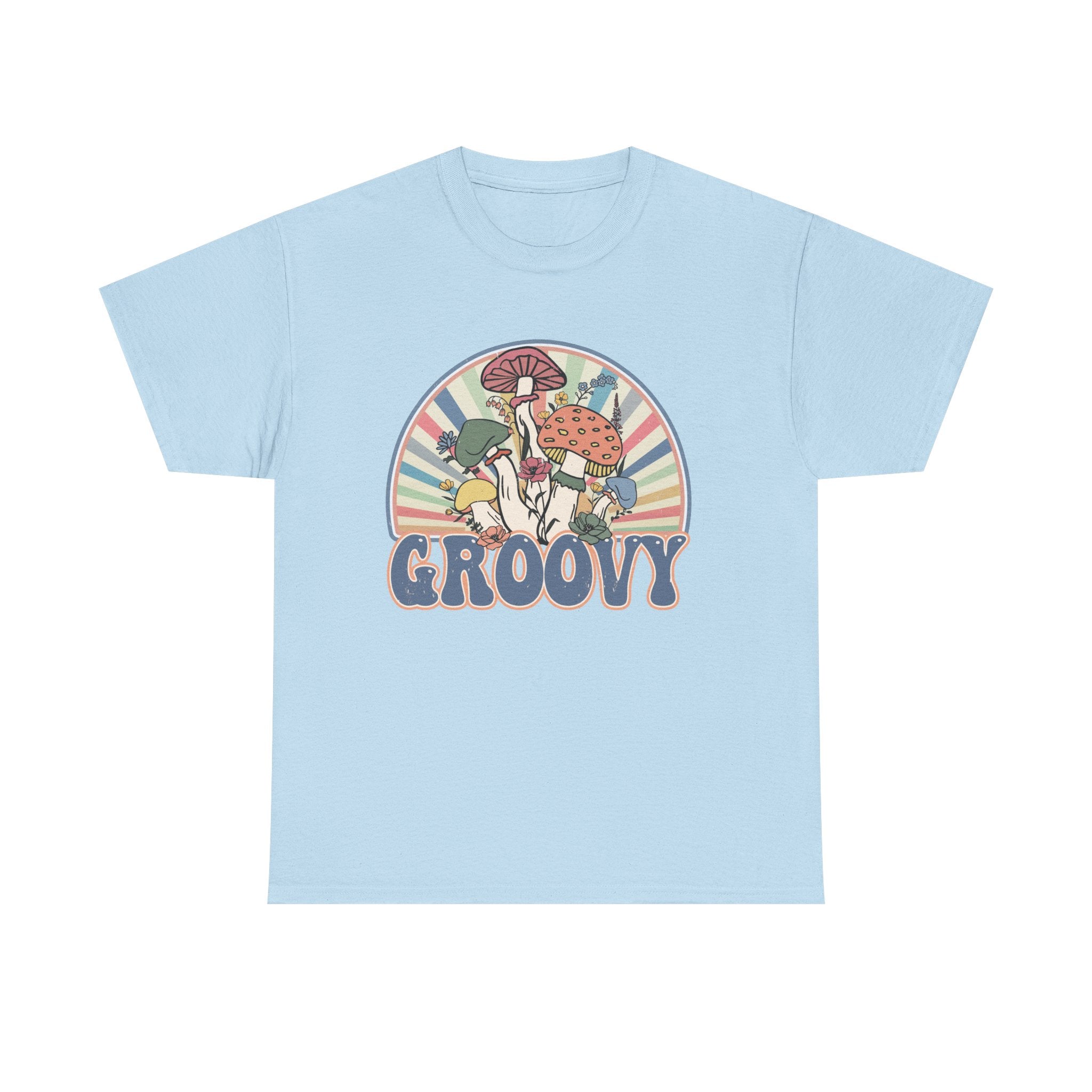 Groovy Mushroom T-Shirt - Retro Rainbow Magic Mushroom Tee Shirt Forager Gift