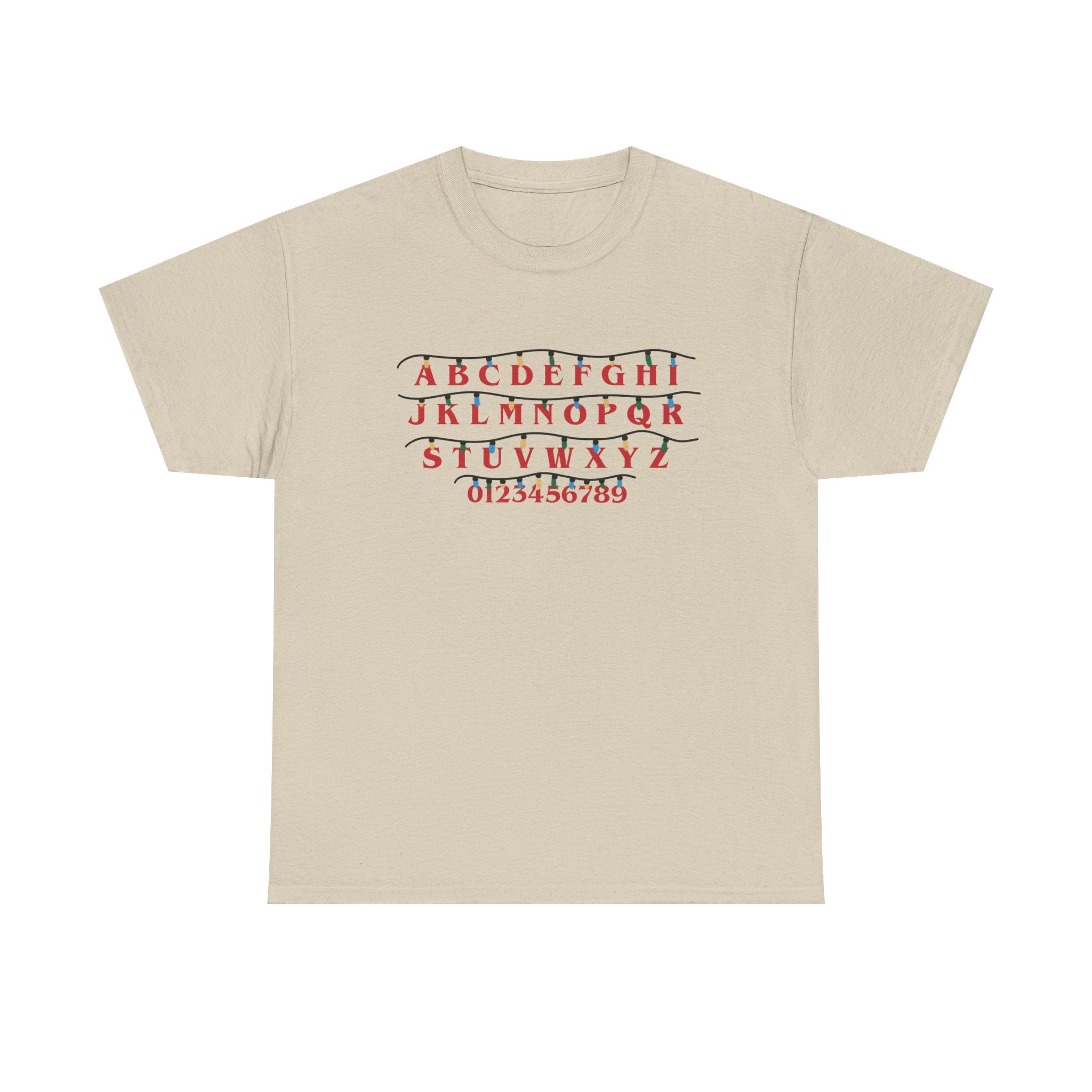Stranger Things - Alphabet Chart Tee - Vintage Red & Green Lettering T-Shirt Gift NEW