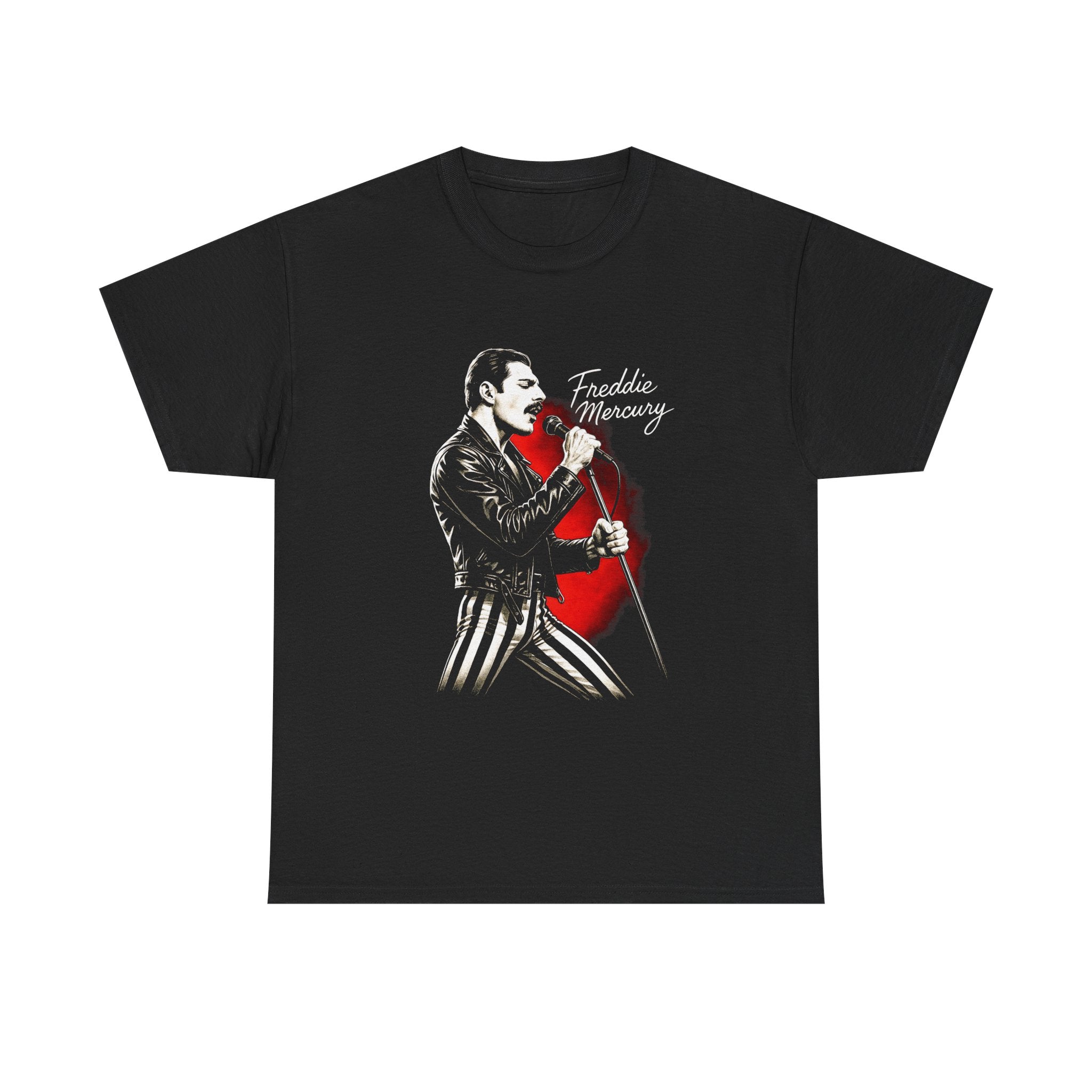 Freddy Mercury Red Heart Graphic T-Shirt - Retro Vintage Queen Band T-Shirt - NEW