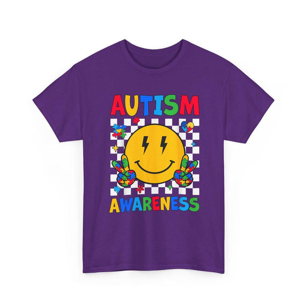 Autism Awareness Smile T-Shirt – Colorful Puzzle Heart Support Tee Shirt Autism ASD ADHD