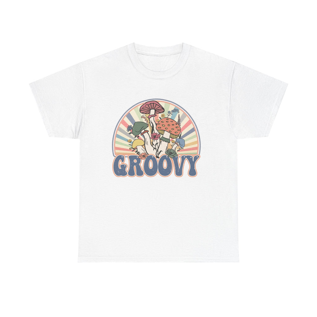 Groovy Mushroom T-Shirt - Retro Rainbow Magic Mushroom Tee Shirt Forager Gift