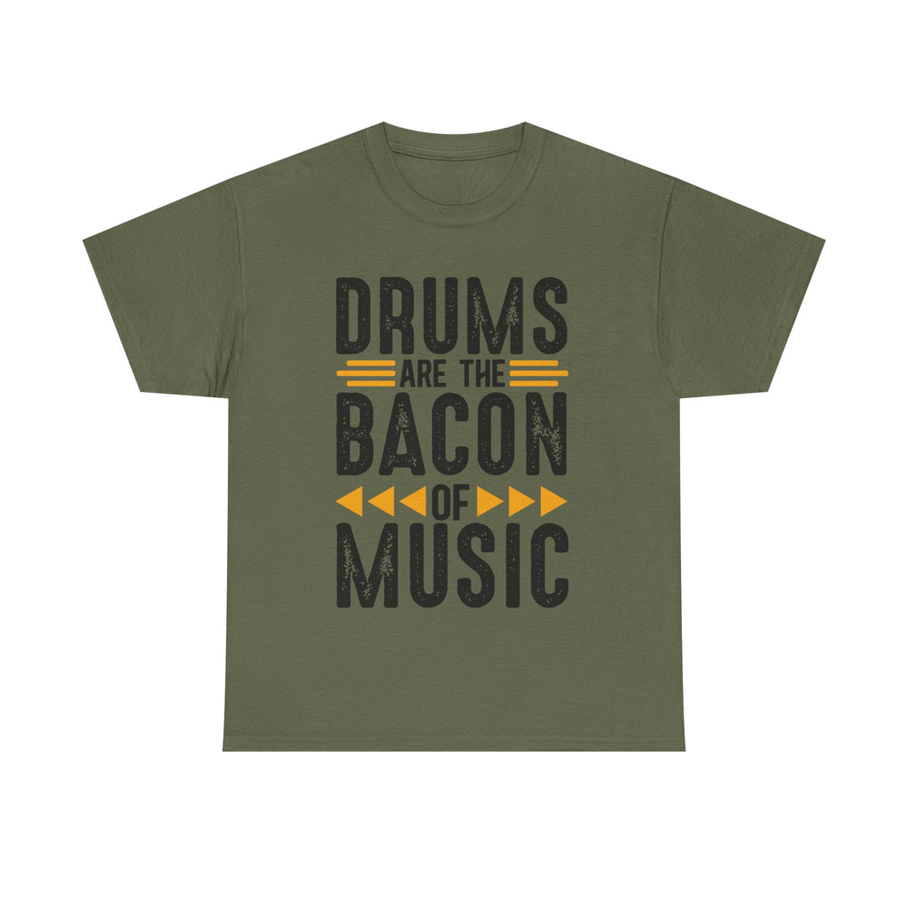 Drums Are the Bacon of Music T-Shirt - Funny Drummer Tee Shirt for Musicians & Band Lovers