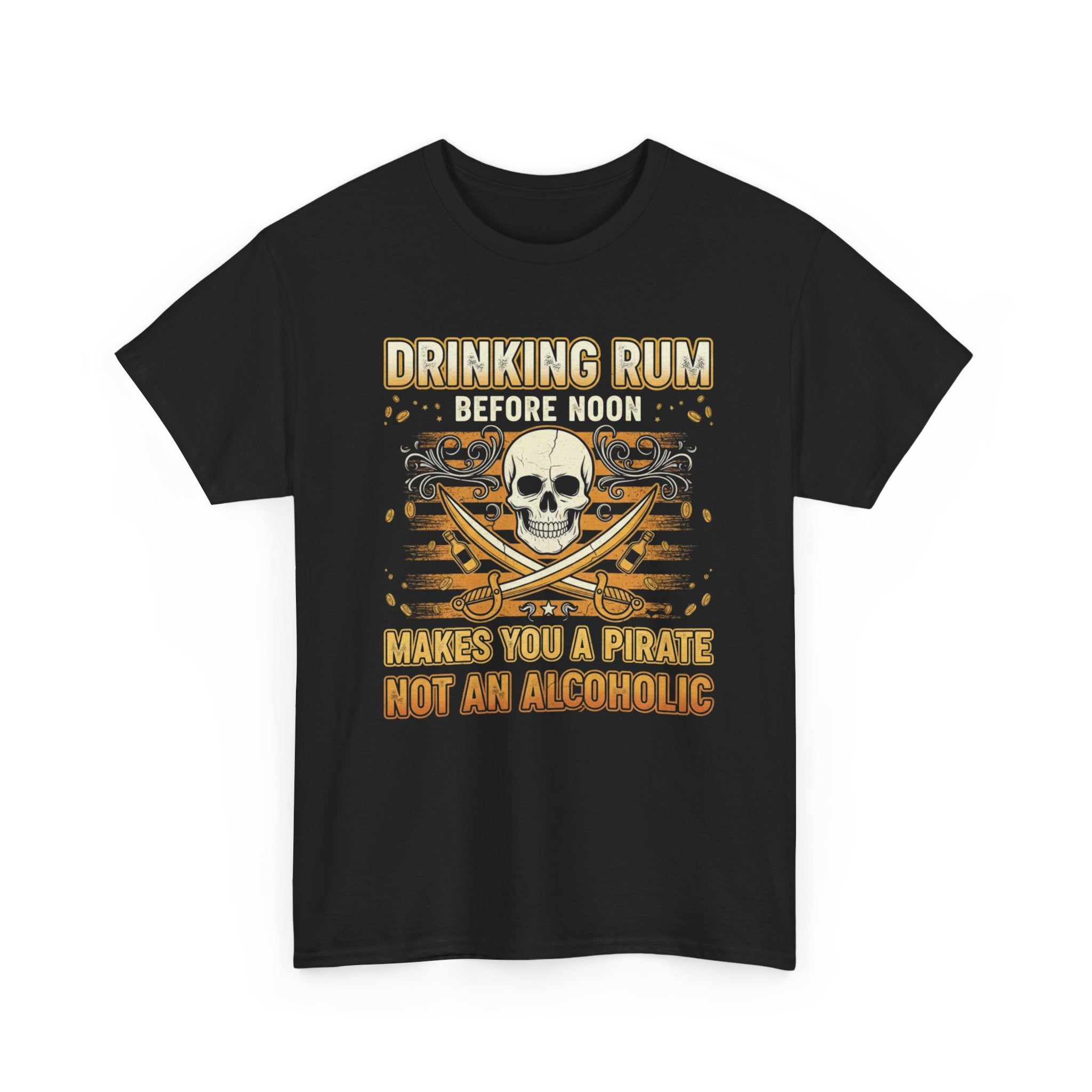 Funny Pirate T-Shirt - Drinking Rum Befire Noon - Tee Shirt Gift for Rum Drinkers