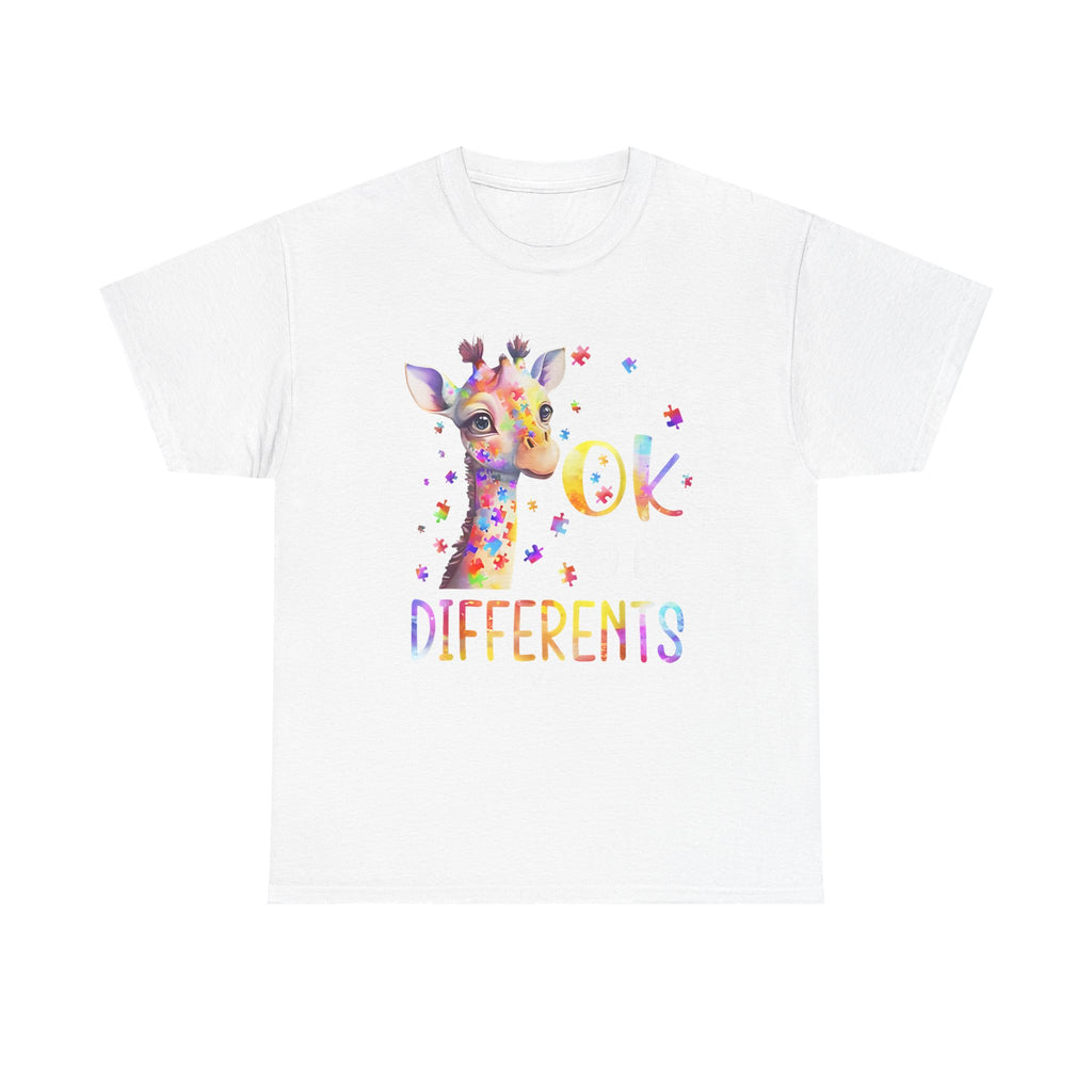 Giraffe "OK to Be Different" Rainbow Kids Tee Shirt – Autism ADHD ADD T-Shirt