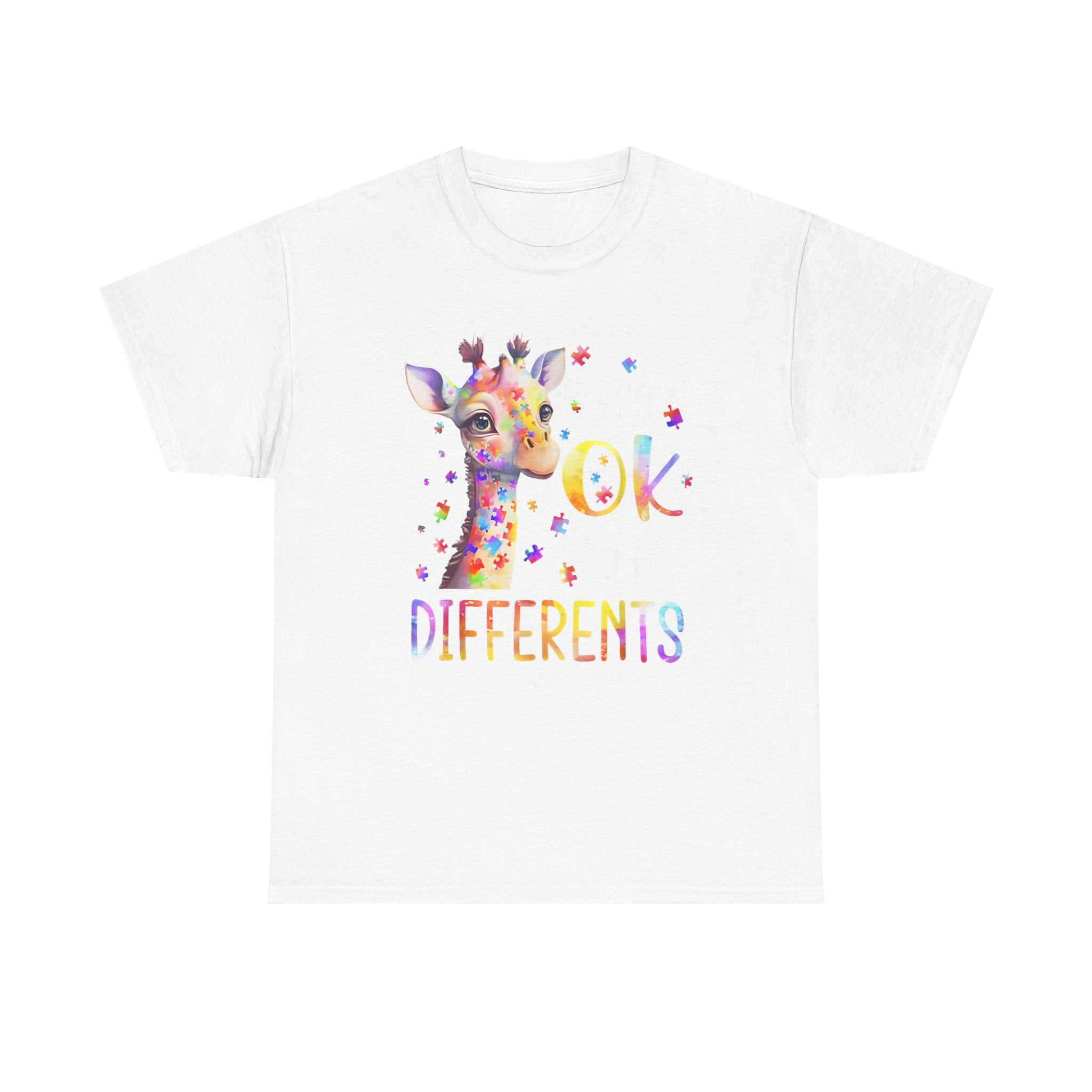 Giraffe "OK to Be Different" Rainbow Kids Tee Shirt – Autism ADHD ADD T-Shirt