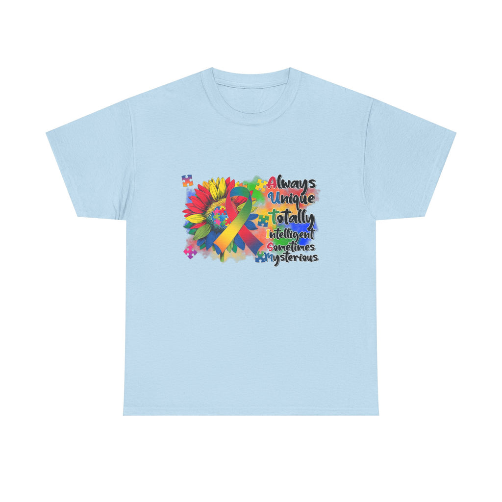 Autism Awareness Ribbon Tee Shirt - Always Unique, Totally Brilliant - Colorful ADHD Aspergers ASD T-Shirt