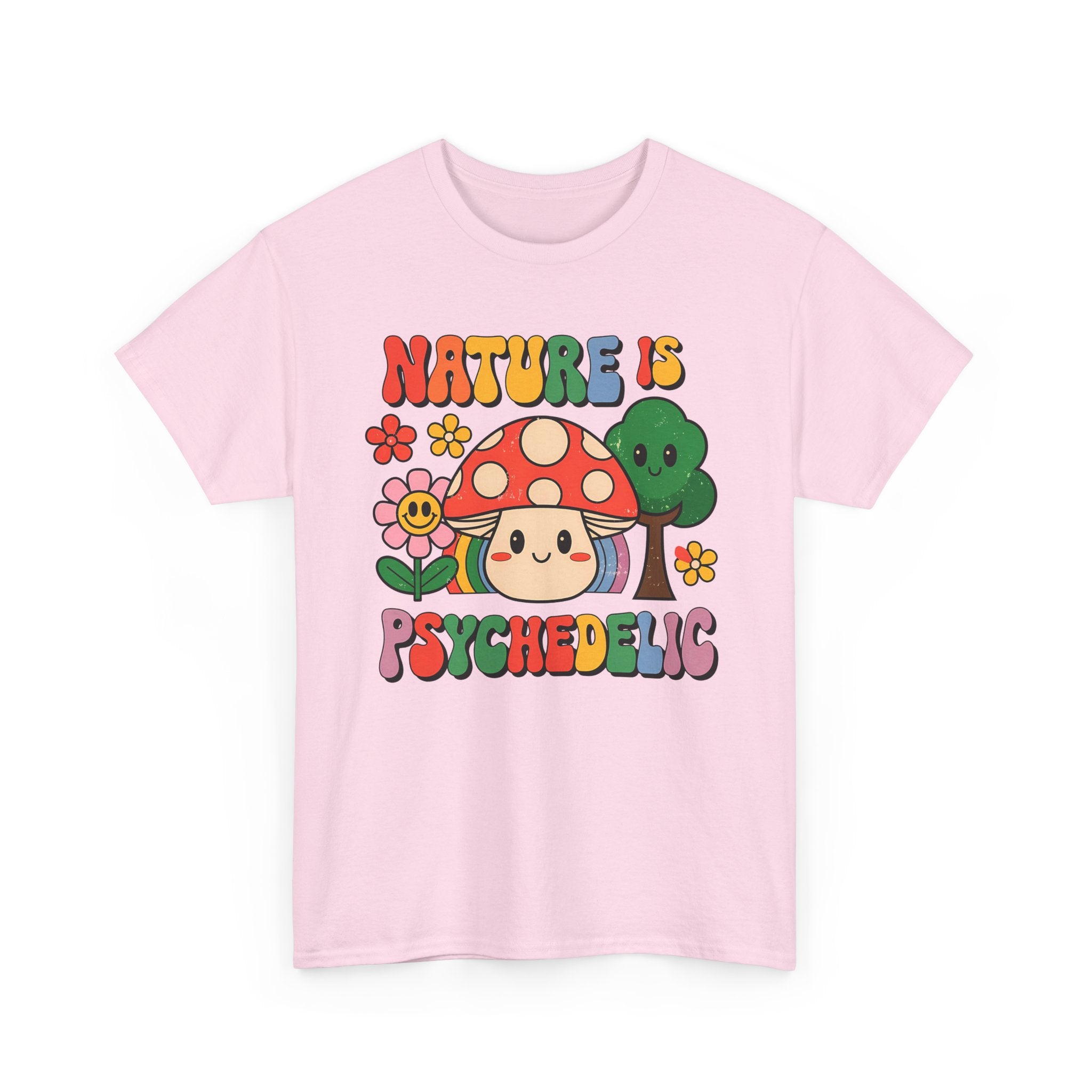 Psychedelic Mushroom T‑Shirt - Nature Is Psychedelic - Retro Floral Tee Shirt Gift NEW
