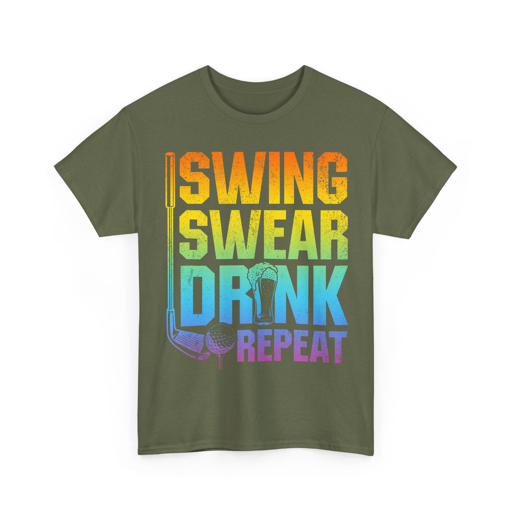 Funny Golf Tee Shirt - Swing Swear Drink Repeat - T-Shirt Gift For Golfers - Golfer Dad Grandad