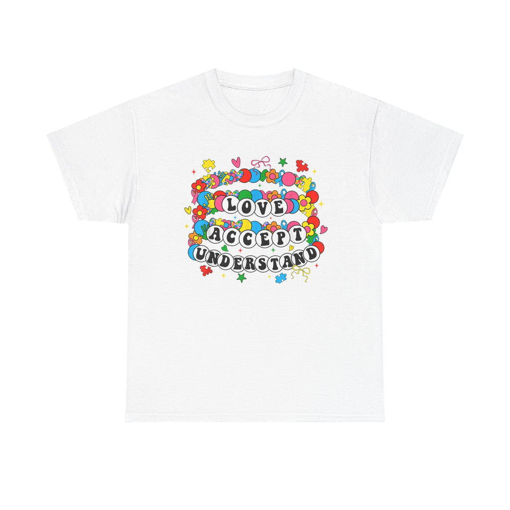Love Accept Understand T-Shirt — Colorful Retro Rainbow Positivity Autism ADHD Tee