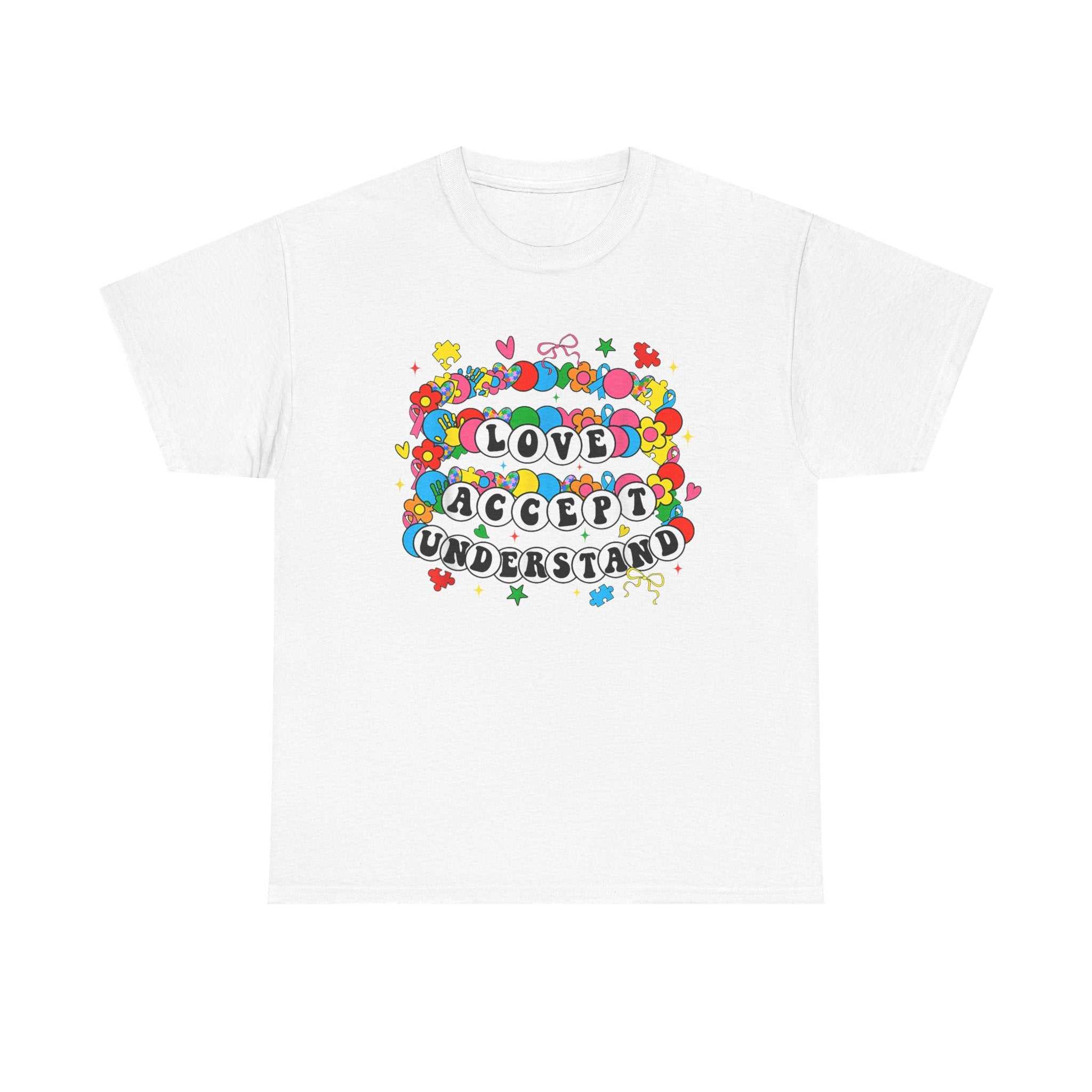 Love Accept Understand T-Shirt — Colorful Retro Rainbow Positivity Autism ADHD Tee