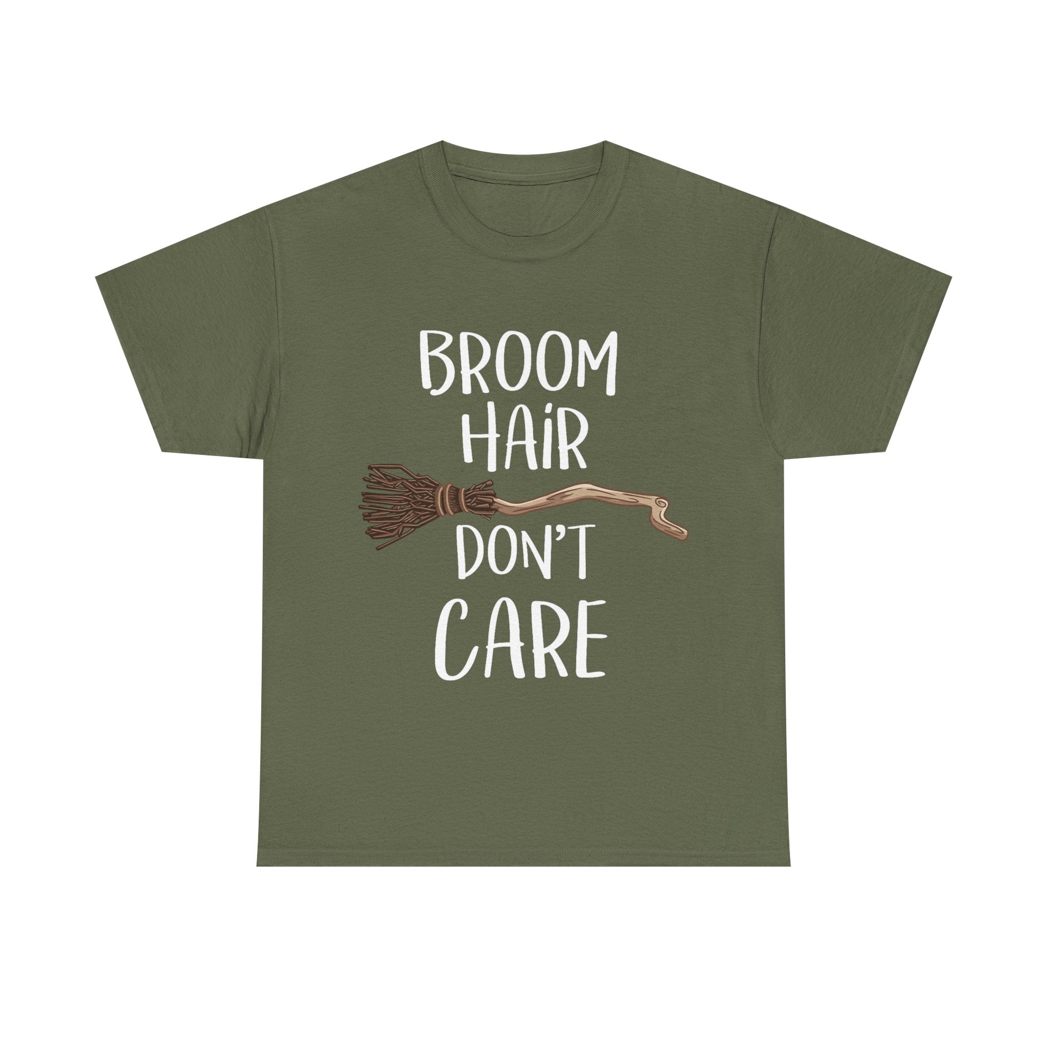 Funny Witch T Shirt - Broom Hair Dont Care Tee - Gift For Witches - Wicken T-Shirt NEW